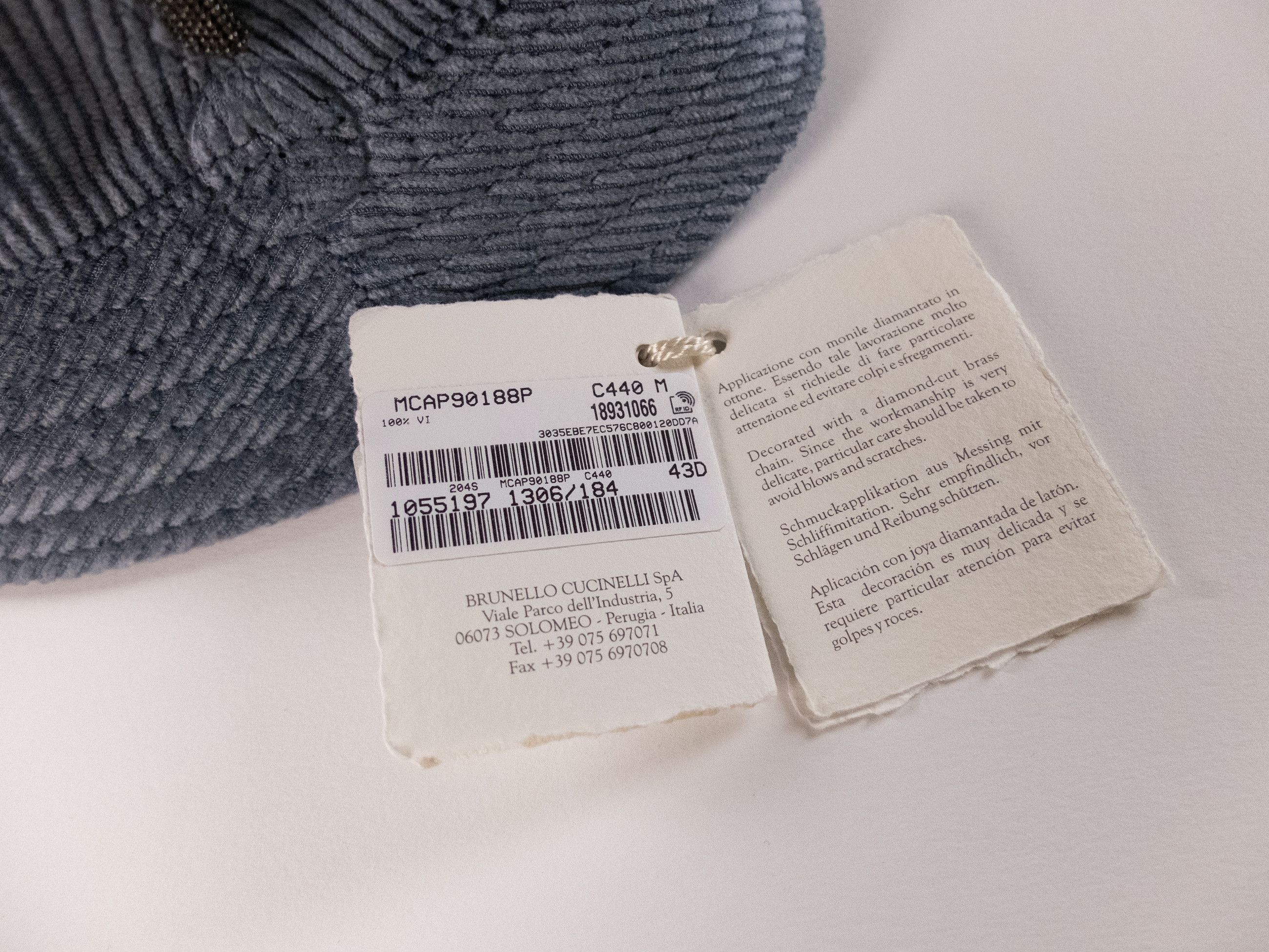 Brunello Cucinelli BRUNELLO CUCINELLI Monili blue corduroy bucket hat Medium Size ONE SIZE - 4 Thumbnail