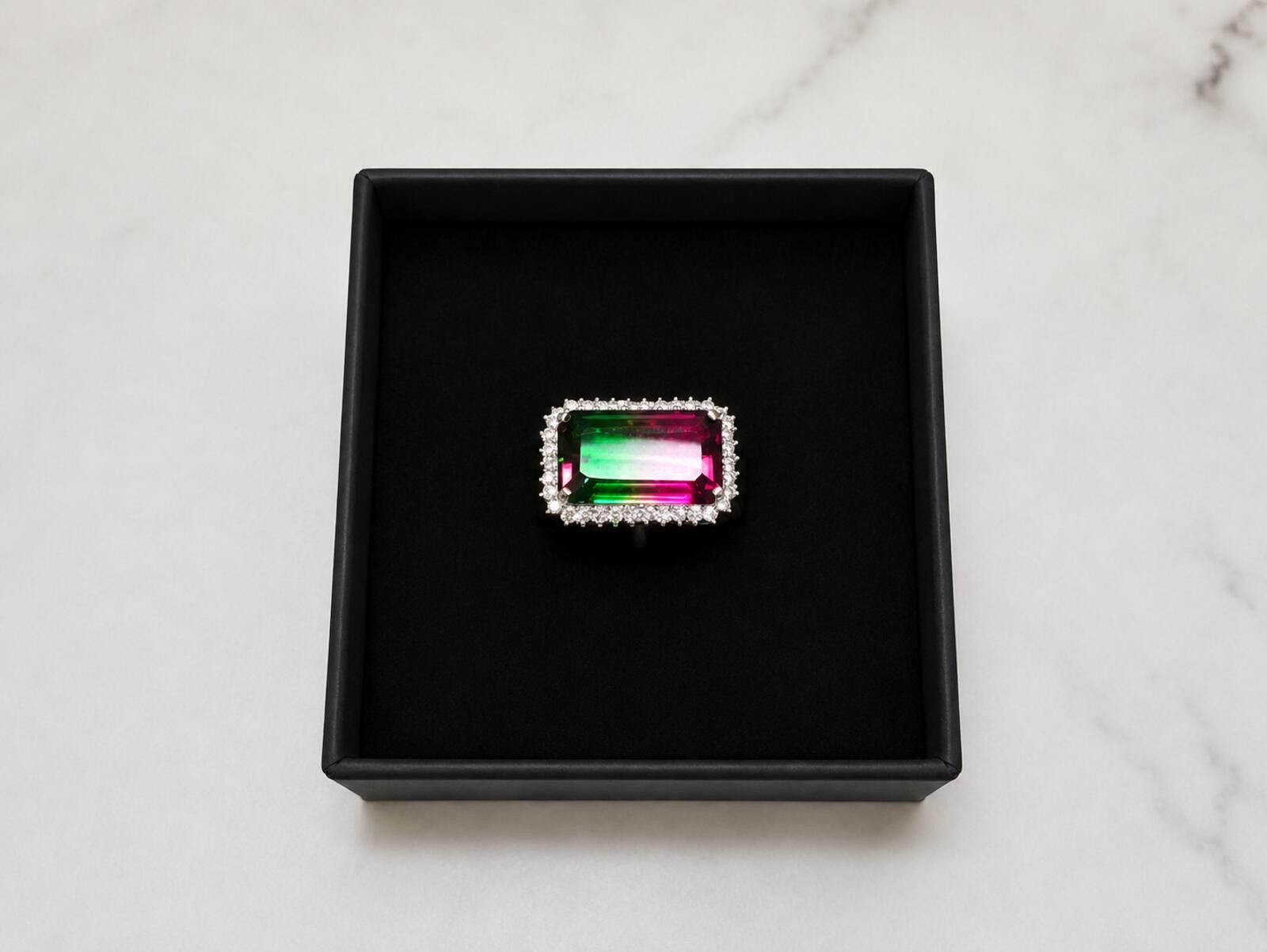 Other 925 Ring with Platinum Overlay and watermelon opal Size ONE SIZE - 3 Thumbnail