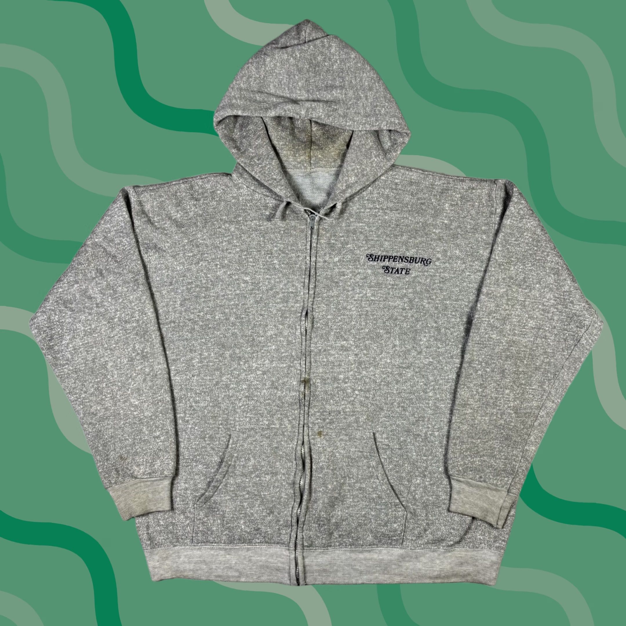 Hanes VINTAGE Shippensburg University Hoodie Full Zip Mens M Grey Hanes 70s University Graphic Print Logo Neck Zip Boys Mens Size US M / EU 48-50 / 2 - 1 Thumbnail