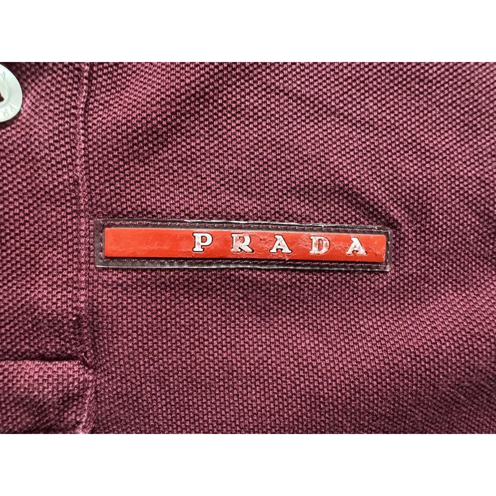 Prada Vintage Prada Linea Rossa Red Tab Tipped Polo Shirt Size US M / EU 48-50 / 2 - 5 Thumbnail