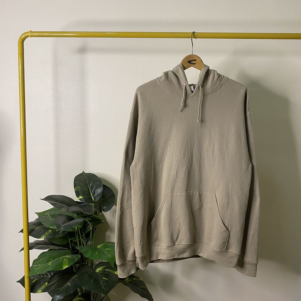Russell Athletic × Vintage Vintage Y2K Jerzees Tan Blank Pullover Hoodie Travis Style Size US M / EU 48-50 / 2 - 1 Thumbnail