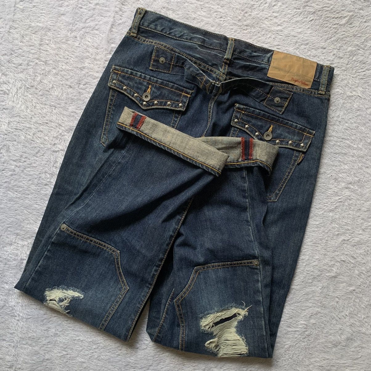 If Six Was Nine purple and yellow distressed double knee buckle back studded Size US 32 / EU 48 - 11 Thumbnail