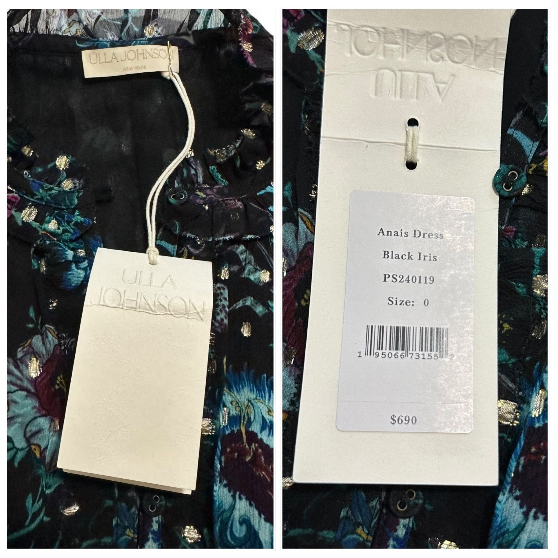 Ulla Johnson Ulla Johnson Anais Dress in Black Iris, Size 0, NWT Size XS / US 0-2 / IT 36-38 - 3 Thumbnail