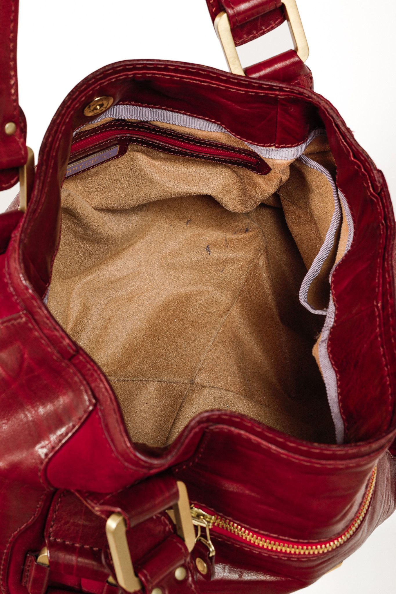 Jimmy Choo Jimmy Choo Mahala Red Slouchy Leather & Suede Shoulder Bag Size ONE SIZE - 12 Thumbnail