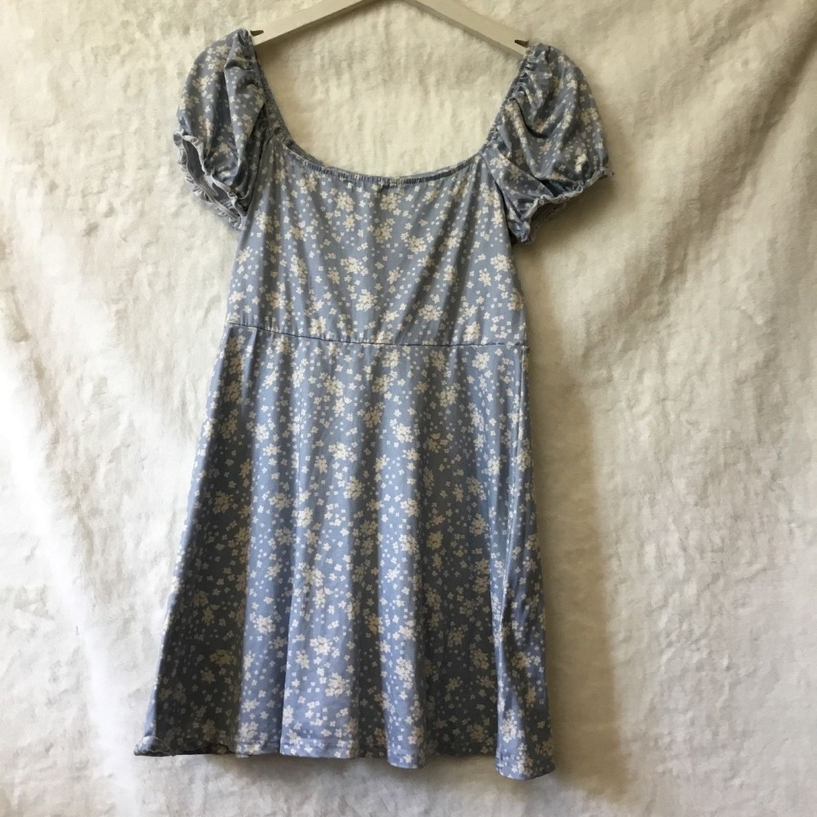 Other Altar'd State Blue Floral Short Sleeve Dress Size L / US 10 / IT 46 - 4 Thumbnail
