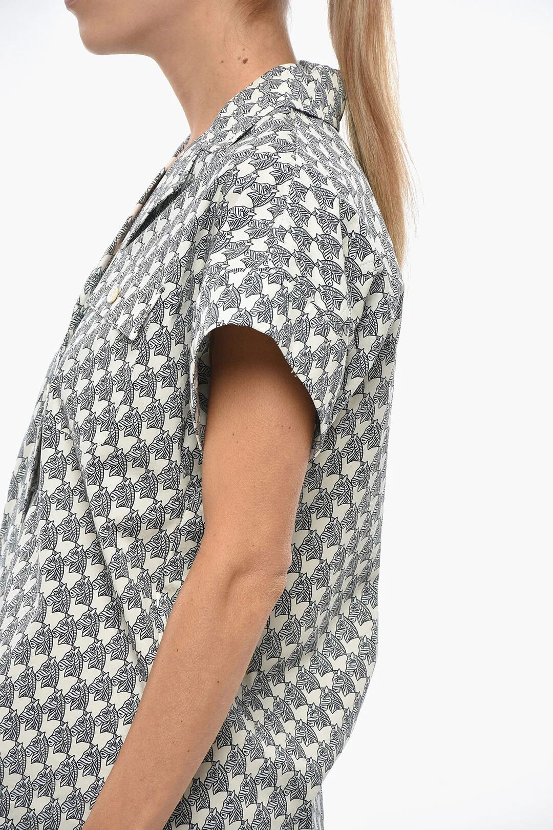 Tory Burch og1mm0426 Cotton Short-Sleeve Shirt in Blue Size M / US 6-8 / IT 42-44 - 2 Thumbnail