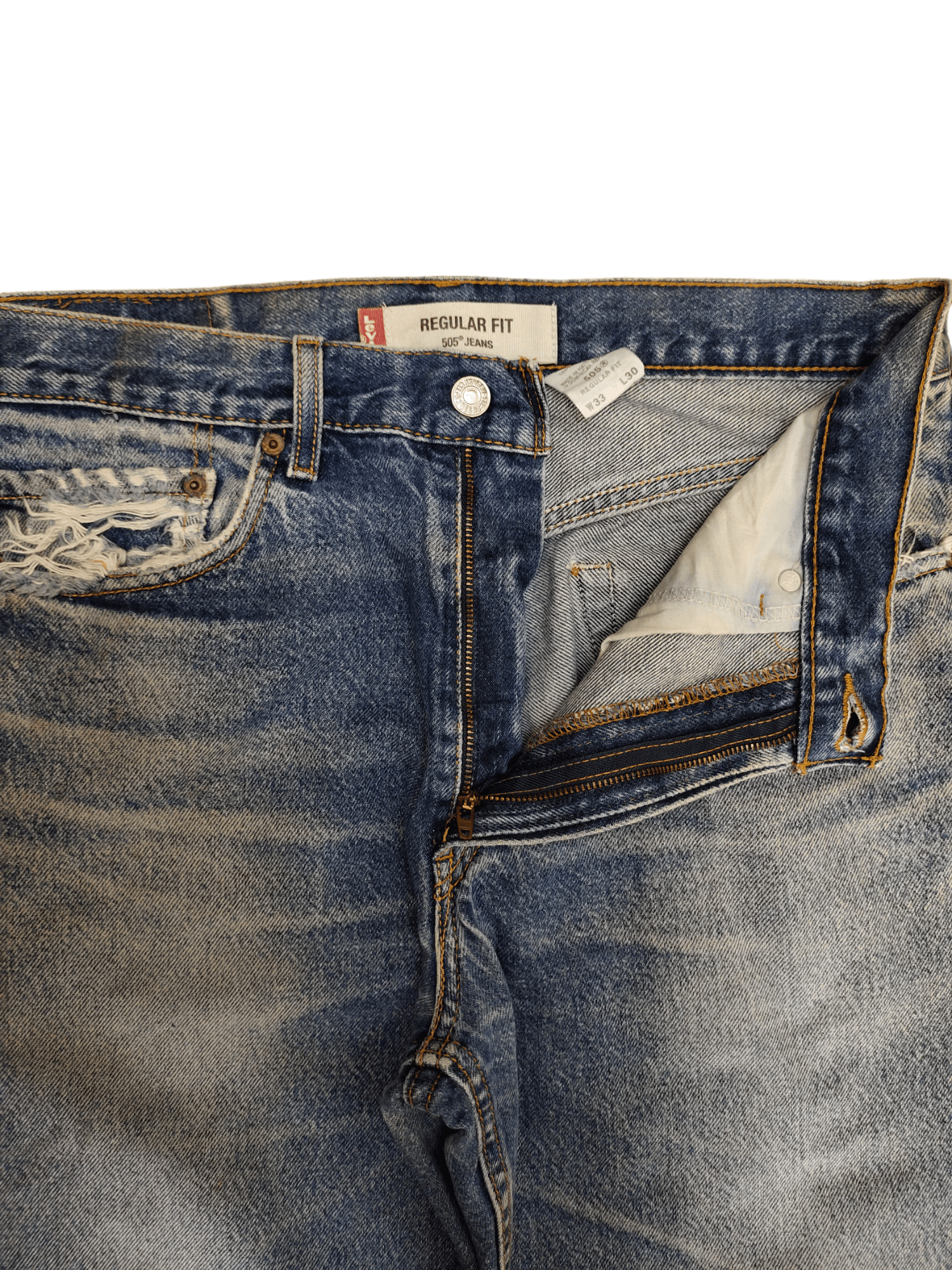 Levi's Size 32x29 Vintage Levis 505 Regular Fit Jeans Distressed Size US 32 / EU 48 - 16 Thumbnail
