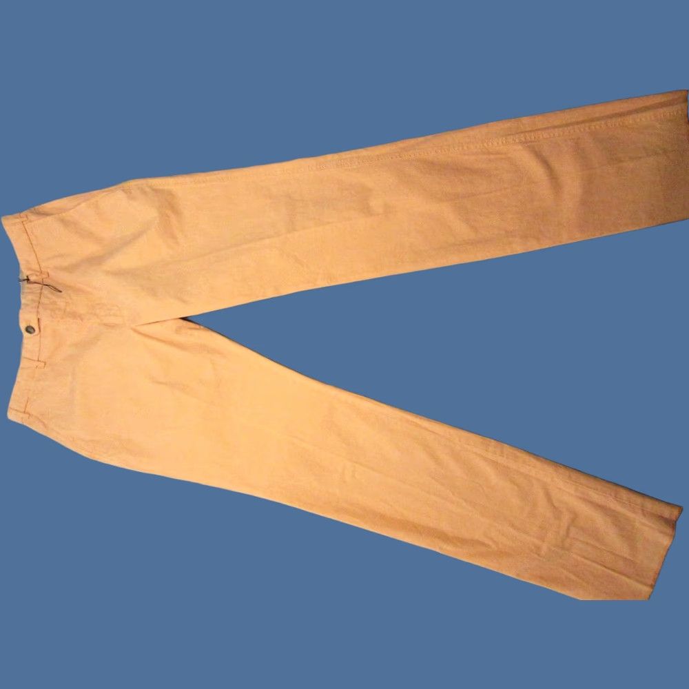 Vintage Scott Barber Pants Mens 34 Regular Orange Chino Flat Front Cotton 37 Inseam Straight Leg Pockets Zip Button Made in Italy Vintage No Size US 34 / EU 50 - 1 Thumbnail