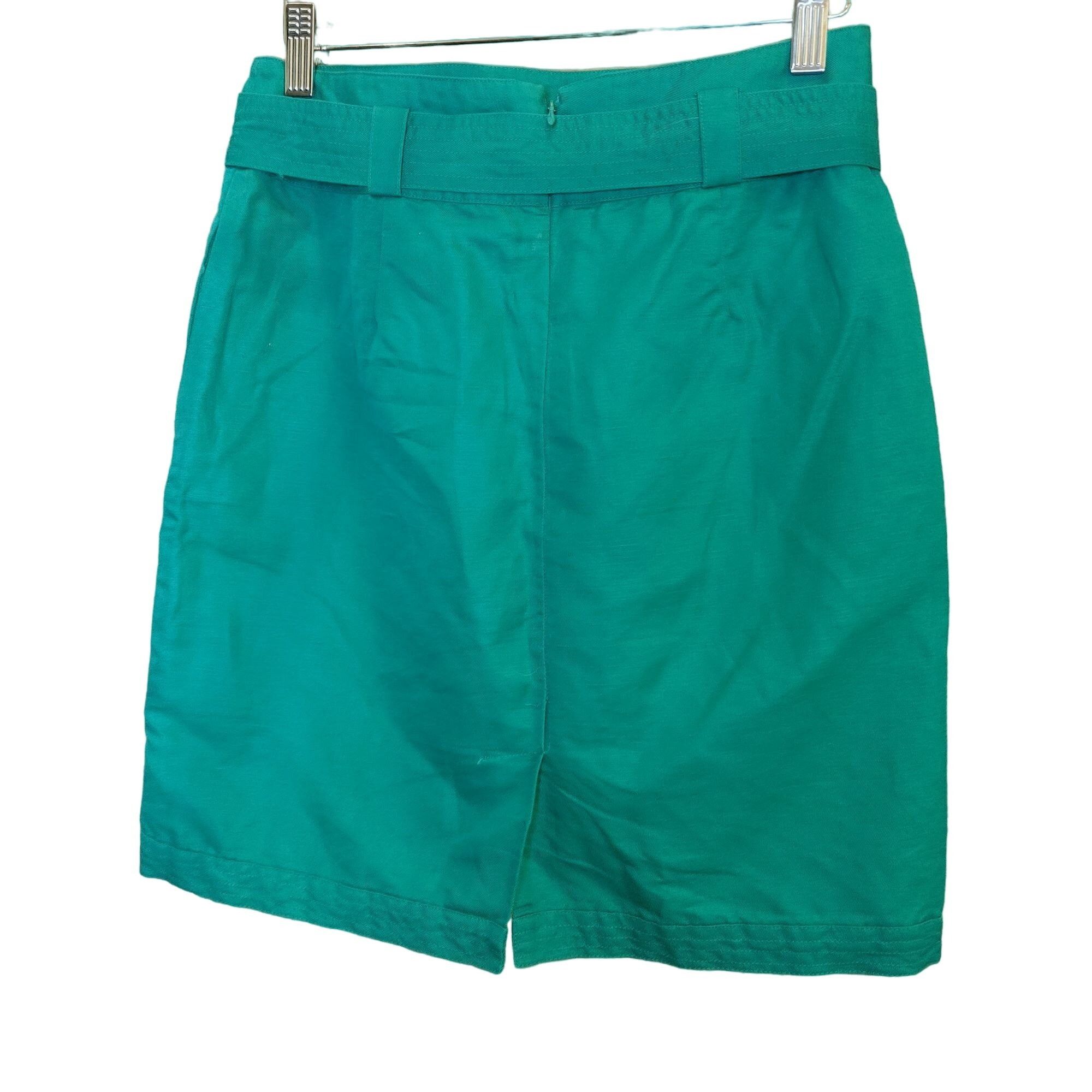 Banana Republic BANANA REPUBLIC Womens 0 Kelly Green Linen Pencil Skirt Zipp Size 25" / US 0 / IT 36 - 2 Thumbnail