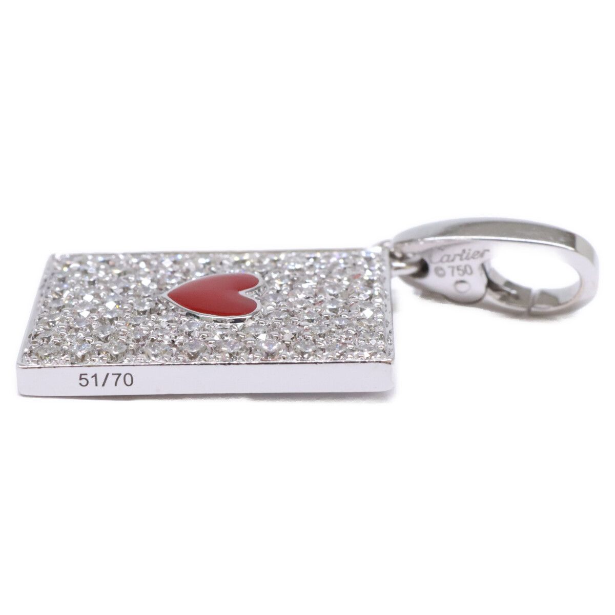Cartier Cartier Diamond Heart Ace 18K White Gold Pendant Precious Metal Pendant Duty Free For Usa, Women's