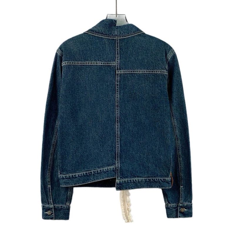 Loewe LOEWE Dark blue aged cotton tasseled lapel single snap lon Size XS / US 0-2 / IT 36-38 - 2 Thumbnail