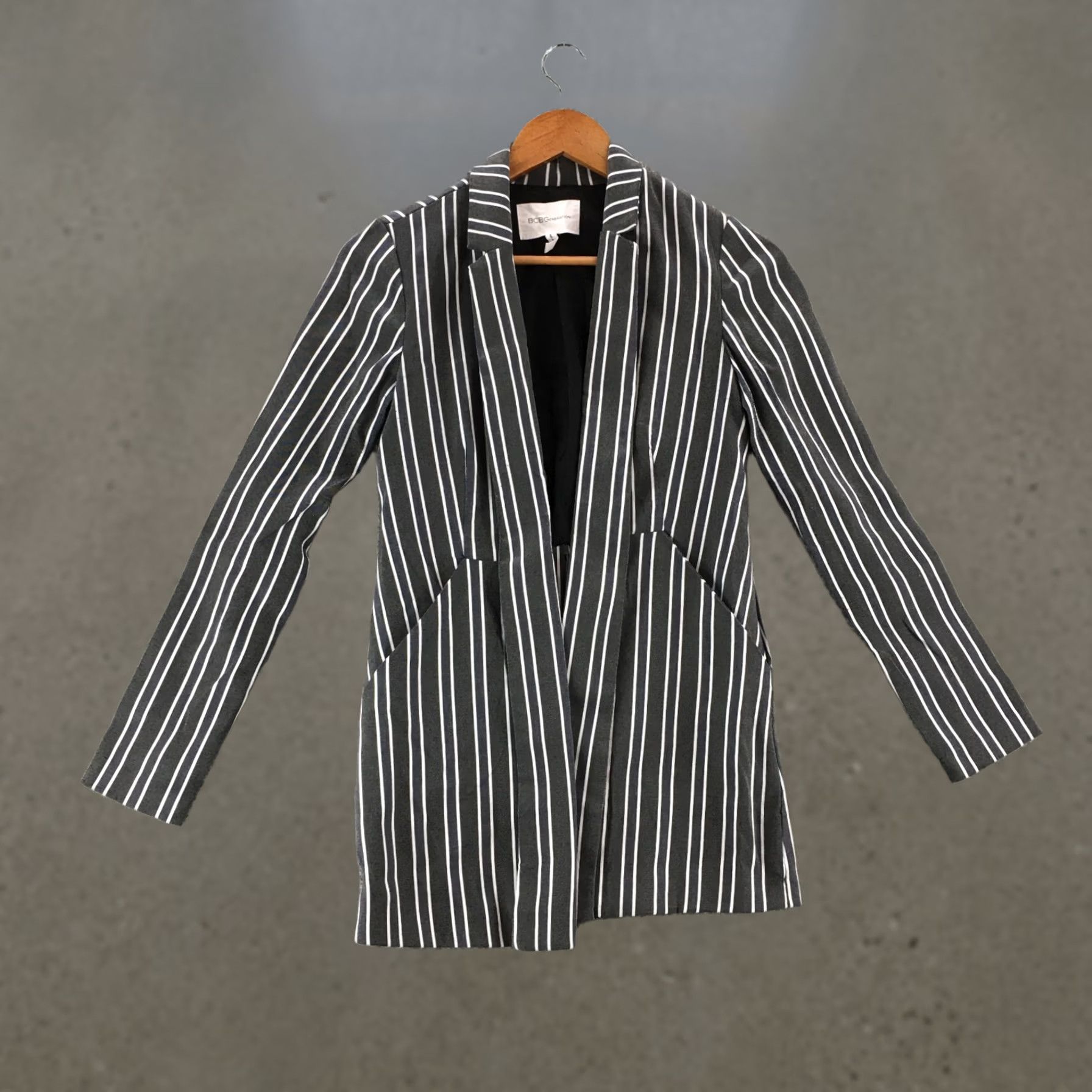 BCBGeneration BCBGGeneration Blazer Jacket Womens XS Grey Long Sleeve Open Front Pinstriped Size XXS / US 00 / IT 34 - 1 Thumbnail