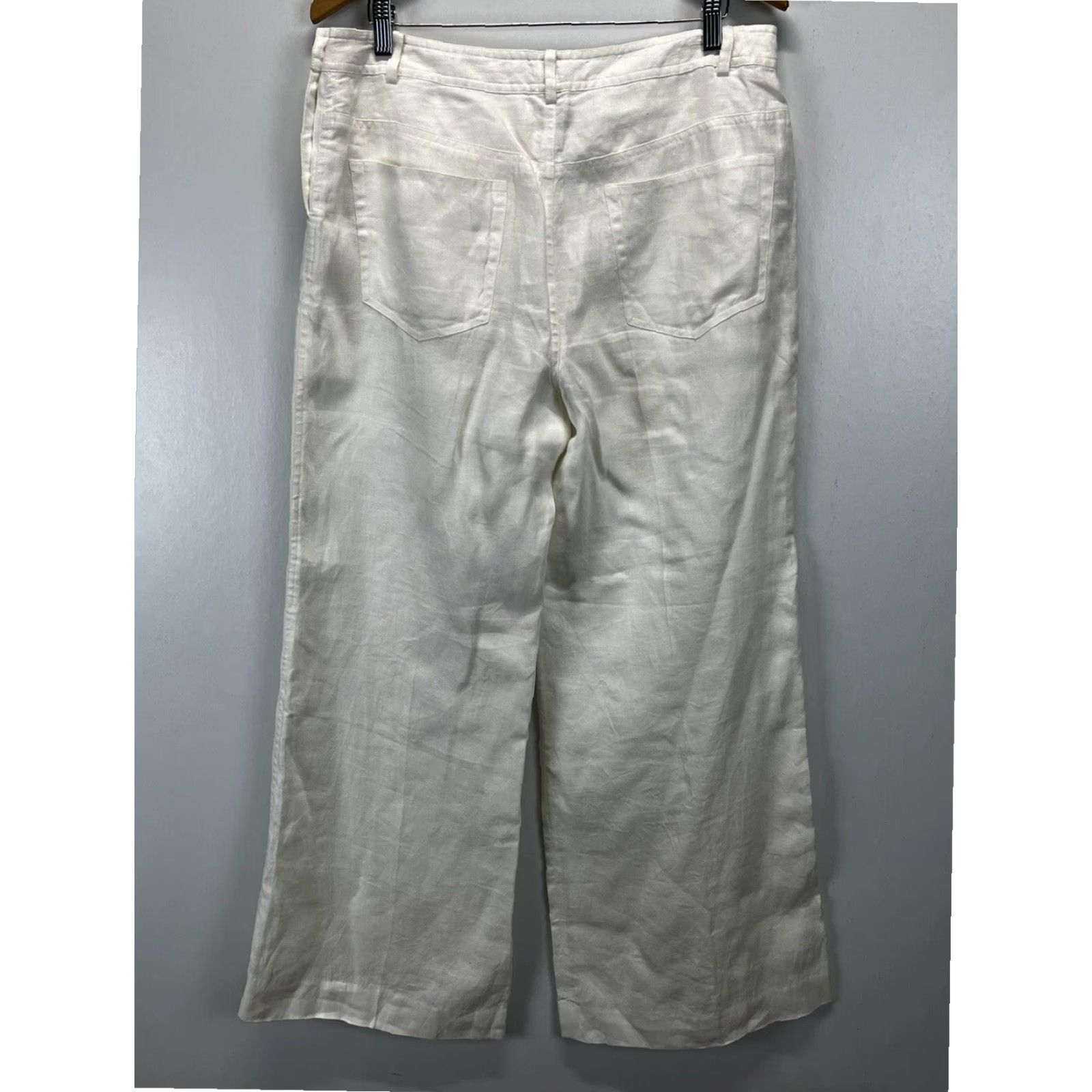 Ralph Lauren Lauren Ralph Lauren Wide Leg Linen Pants White Lined Women's Size 12 Size 34" / US 12 / IT 48 - 3 Thumbnail