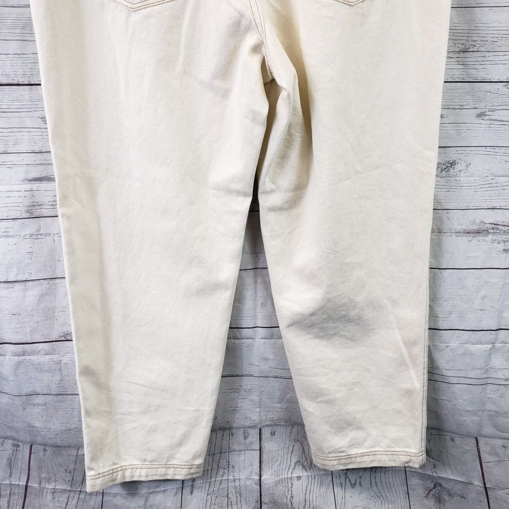 Vintage Future Collective Womens Jeans Waist Overlap Tapered Rise High Ivory 14 Denim Cotton Zip Plus 14 Womens Jeans Size 36" / US 14 / IT 50 - 5 Thumbnail