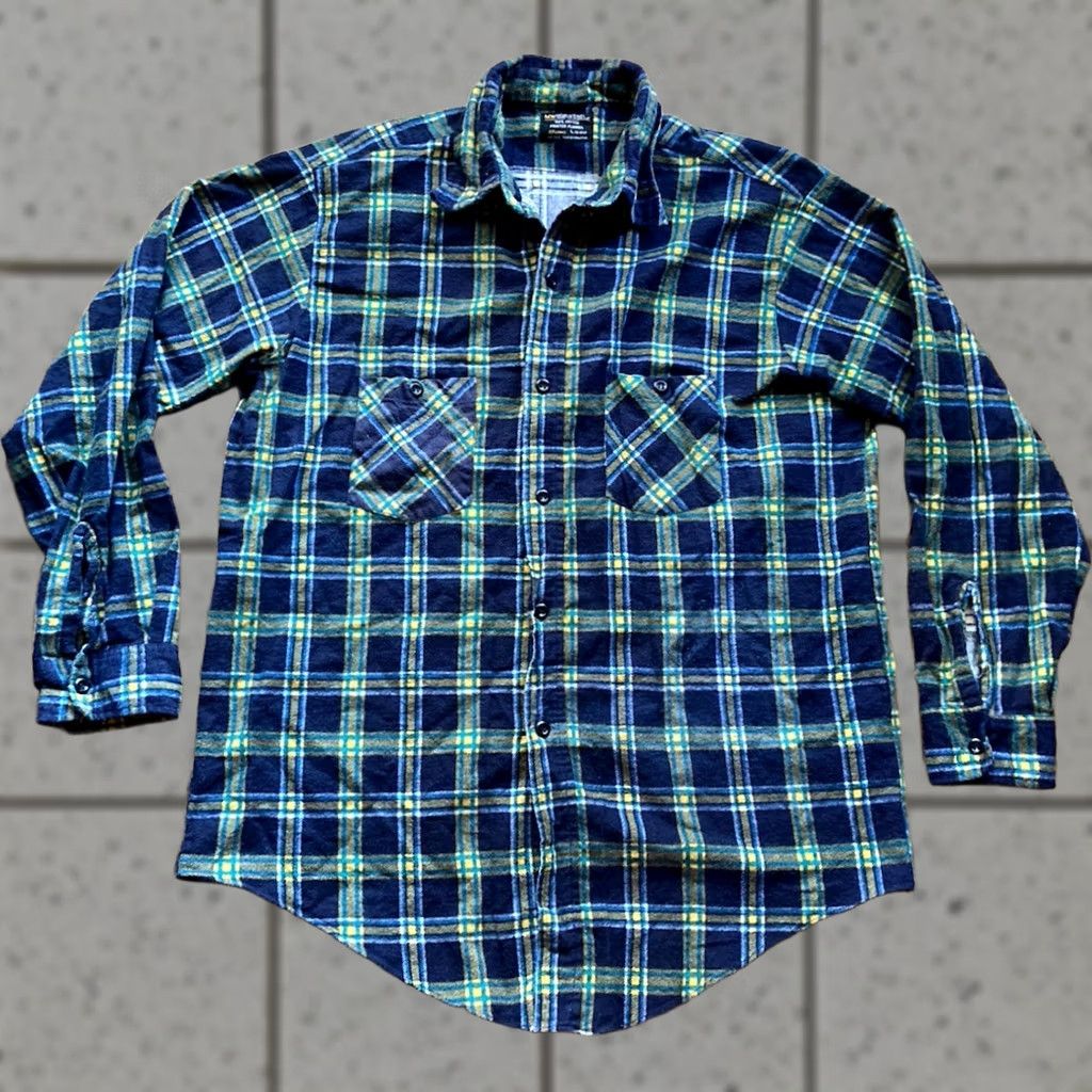 Vintage VINTAGE J. C. Penney Flannel Shirt Mens Large Blue Plaid 80s Cotton Button-Up Long Sleeve Size US L / EU 52-54 / 3 - 1 Thumbnail