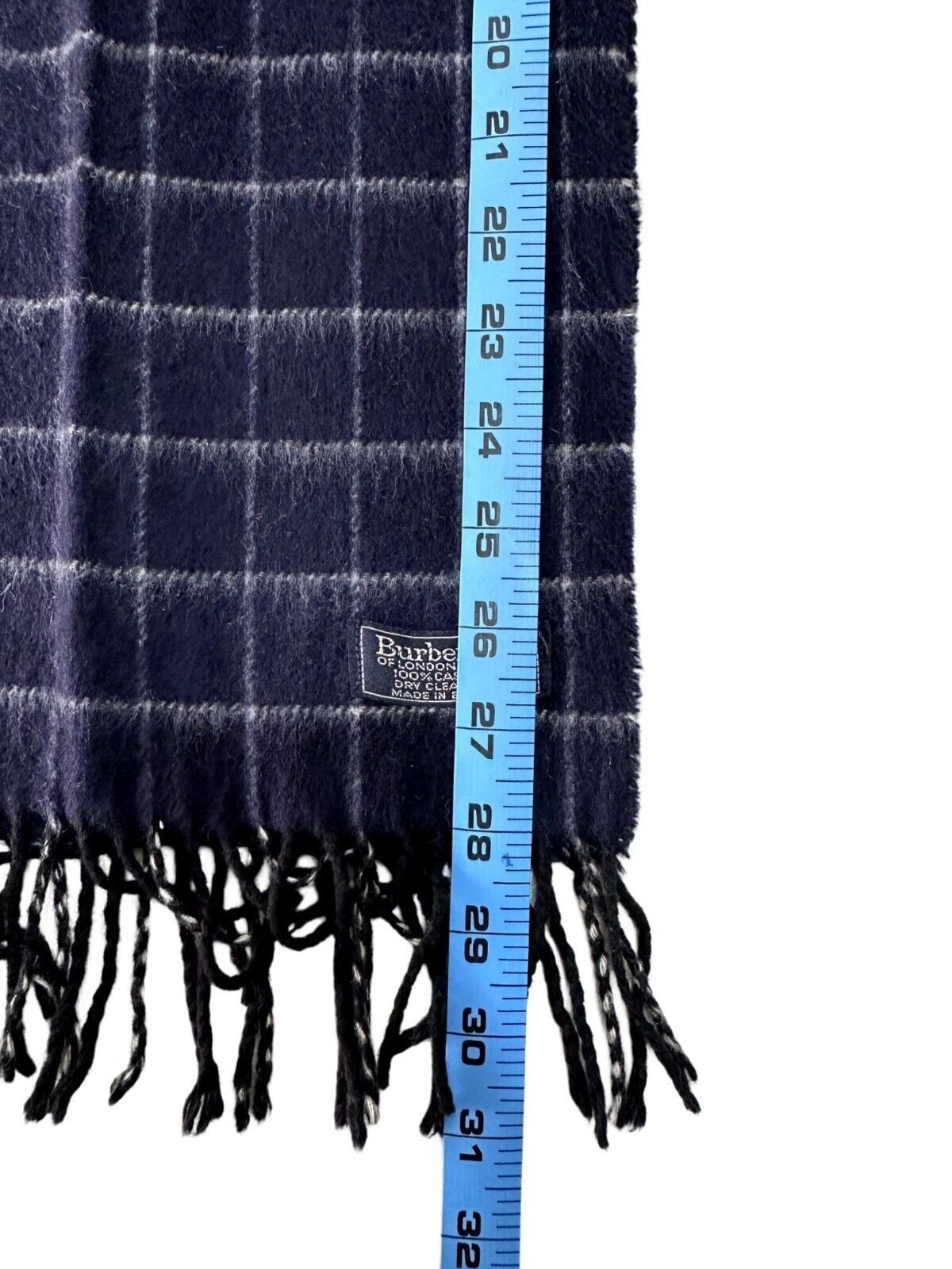 Burberry Burberrys Classic Check Unisex Scarf Navy Blue 100% Cashmere Size ONE SIZE - 6 Thumbnail