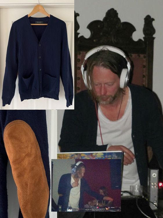 image of Rag Bone Rag & Bone Wool Cashmere Cardigan Navy Blue Elbow Patches, Men's (Size Medium)