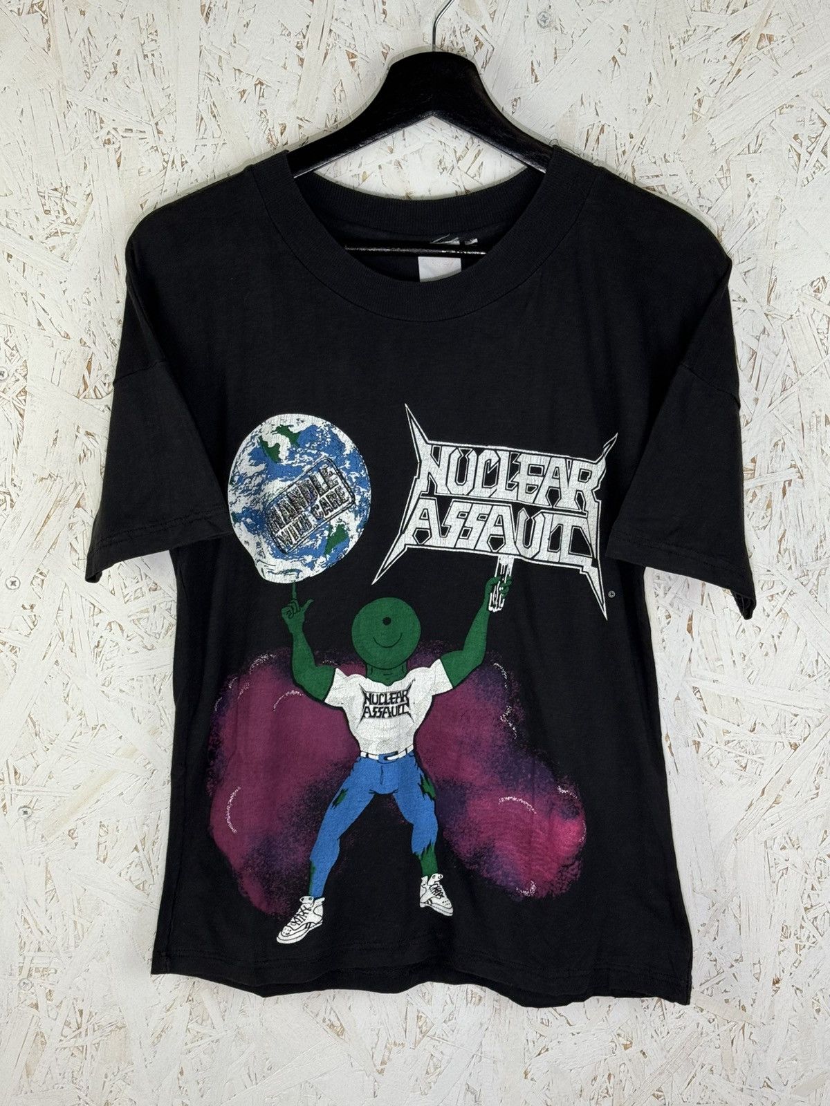 Band Tees 80s Vintage Nuclear Assault Handle With Care Metal T-Shirt Size US XS / EU 42 / 0 - 1 Thumbnail