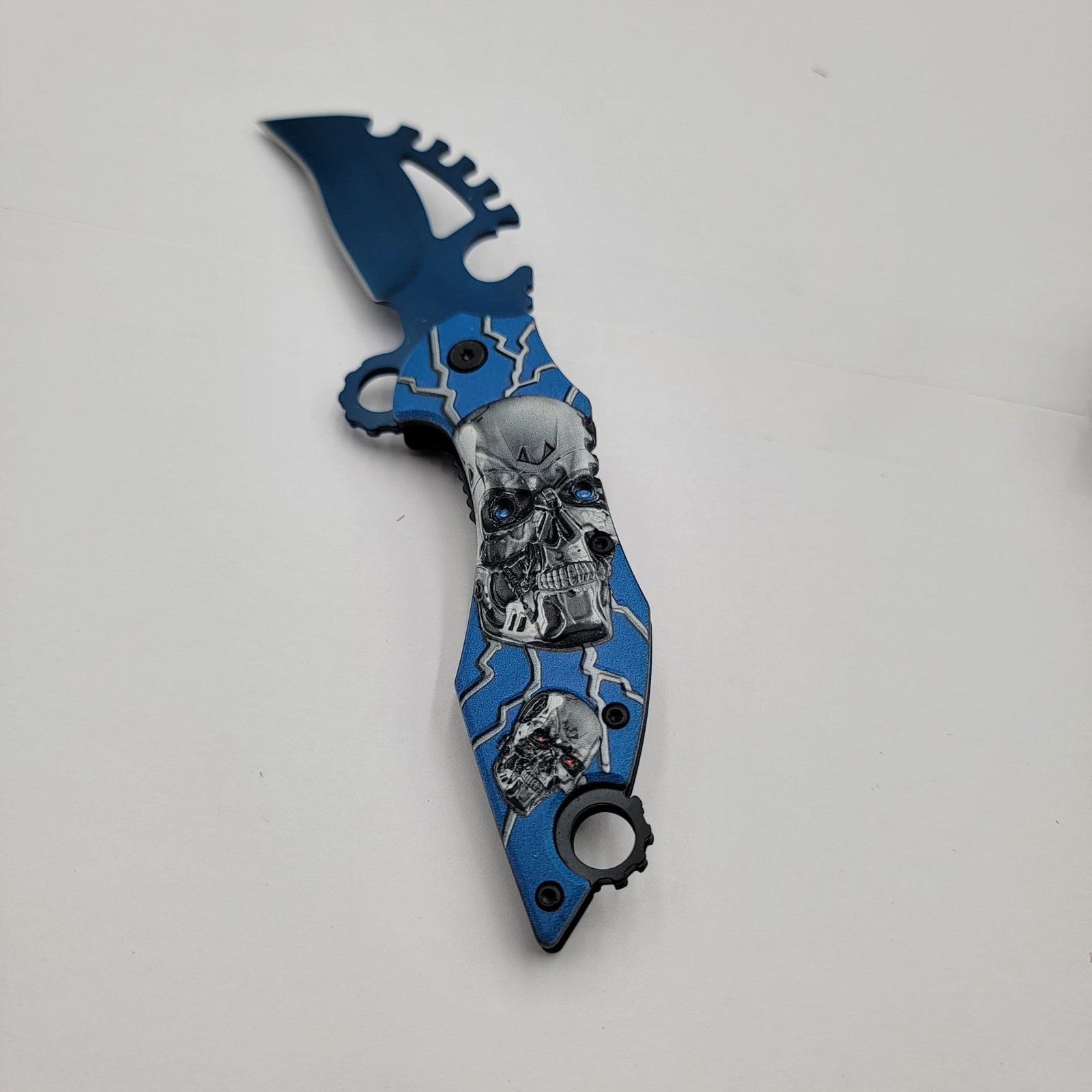 Voodoo Tactical Limited Edition Blue /w Skulls Folding Tactical Pocket Knife Size ONE SIZE - 1 Thumbnail
