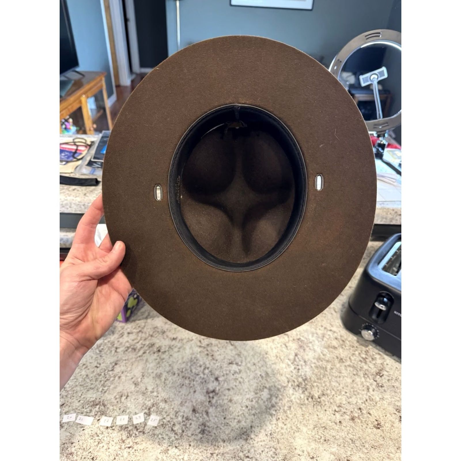 FELT VINTAGE Stratton Drill Sergeant Instructor Campaign Hat 7 USA Solid Wool Felt Brown Mens Size ONE SIZE - 6 Thumbnail