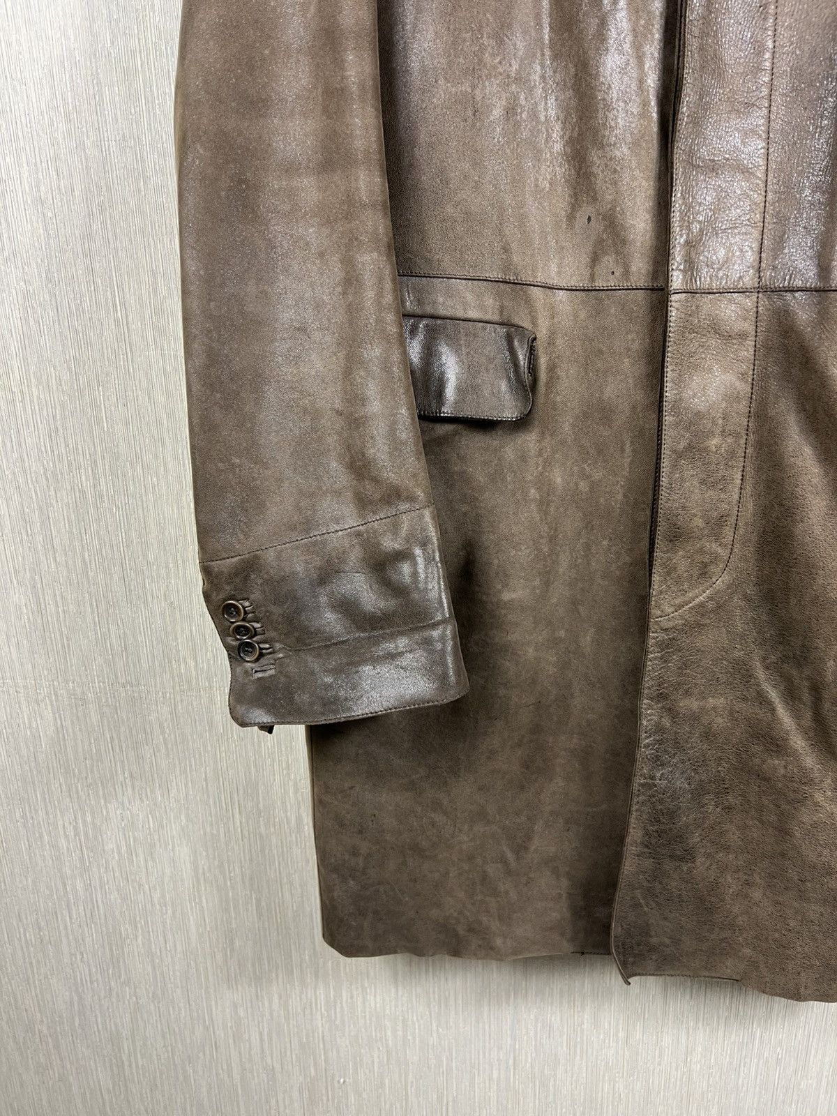 Kenzo Vintage Kenzo leather long coat distressed jacket Size US XL / EU 56 / 4 - 5 Thumbnail