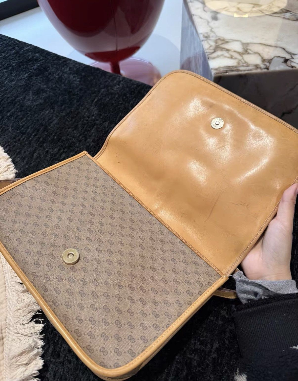 Gucci Gucci Vintage Monogram Crossbody Envelope Messenger Bag J36 Size ONE SIZE - 4 Thumbnail