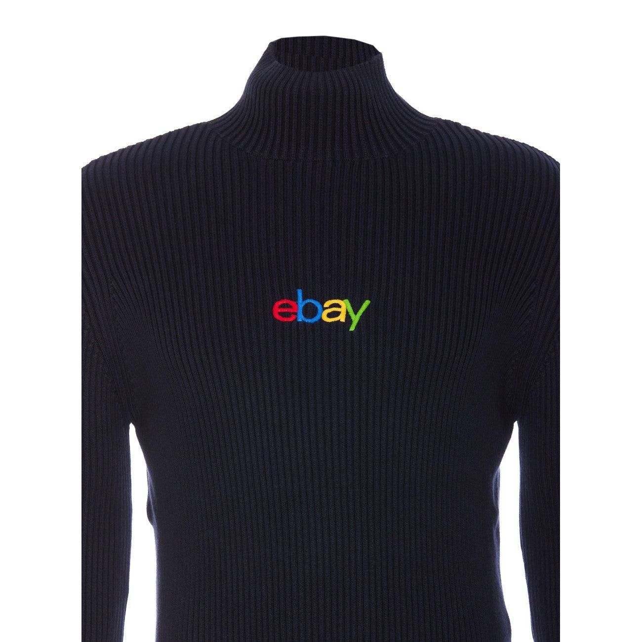 Balenciaga × eBay o1w1db11225 Long Fitted Turtleneck Sweater in Navy Size US M / EU 48-50 / 2 - 4 Thumbnail