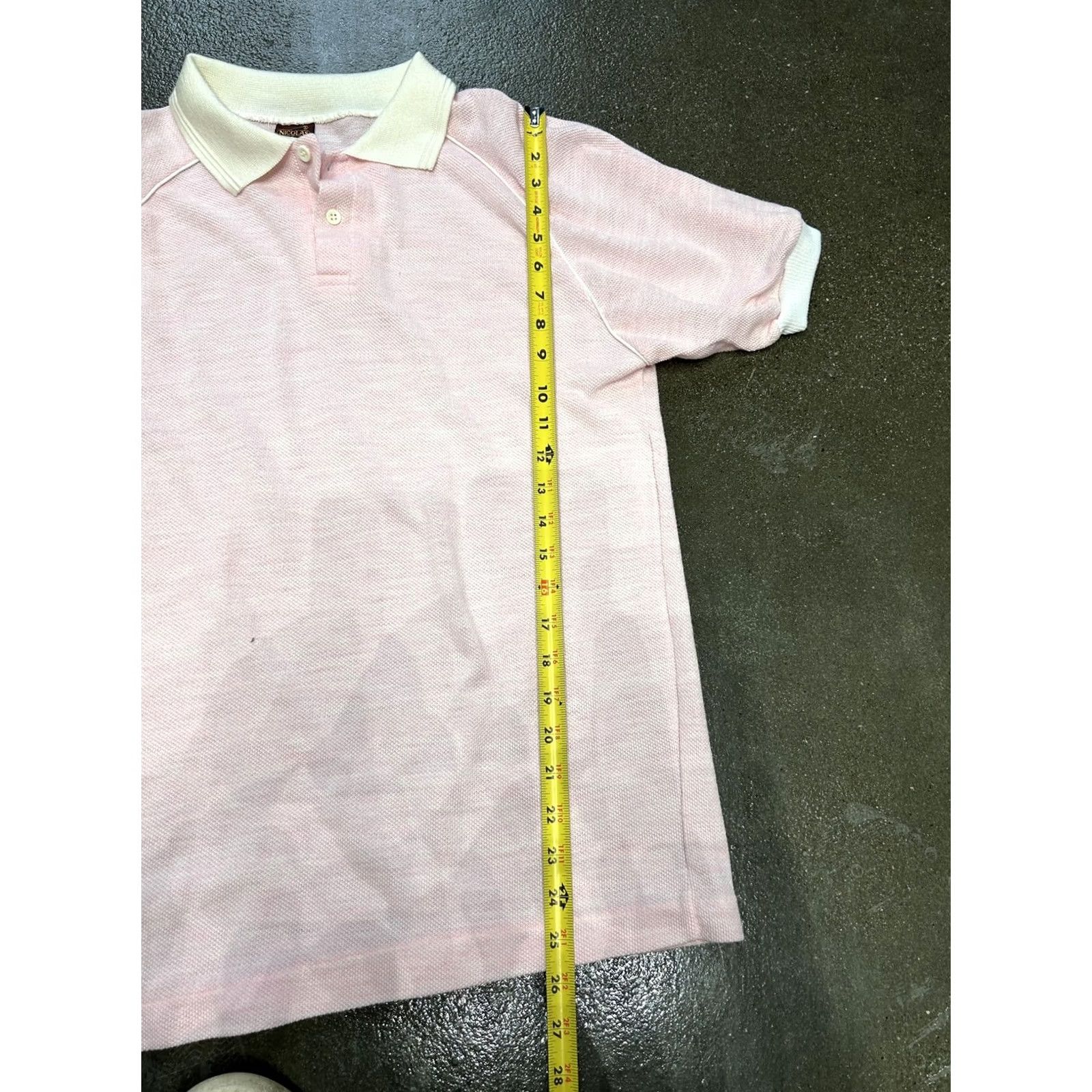 NICHOLAS VINTAGE Nicolas Polo Shirt Mens 38 Pink Knit Contrast Collar Short Sleeve 80s Size US M / EU 48-50 / 2 - 4 Thumbnail