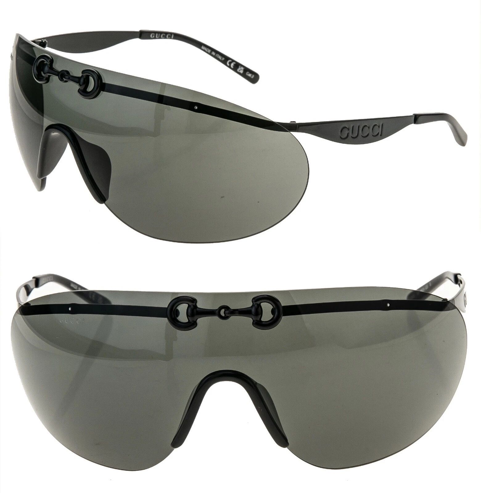 Gucci GUCCI HORSEBIT 1656 Black Metal Mask Gg1656S Sunglasses 001 Size ONE SIZE - 1 Thumbnail