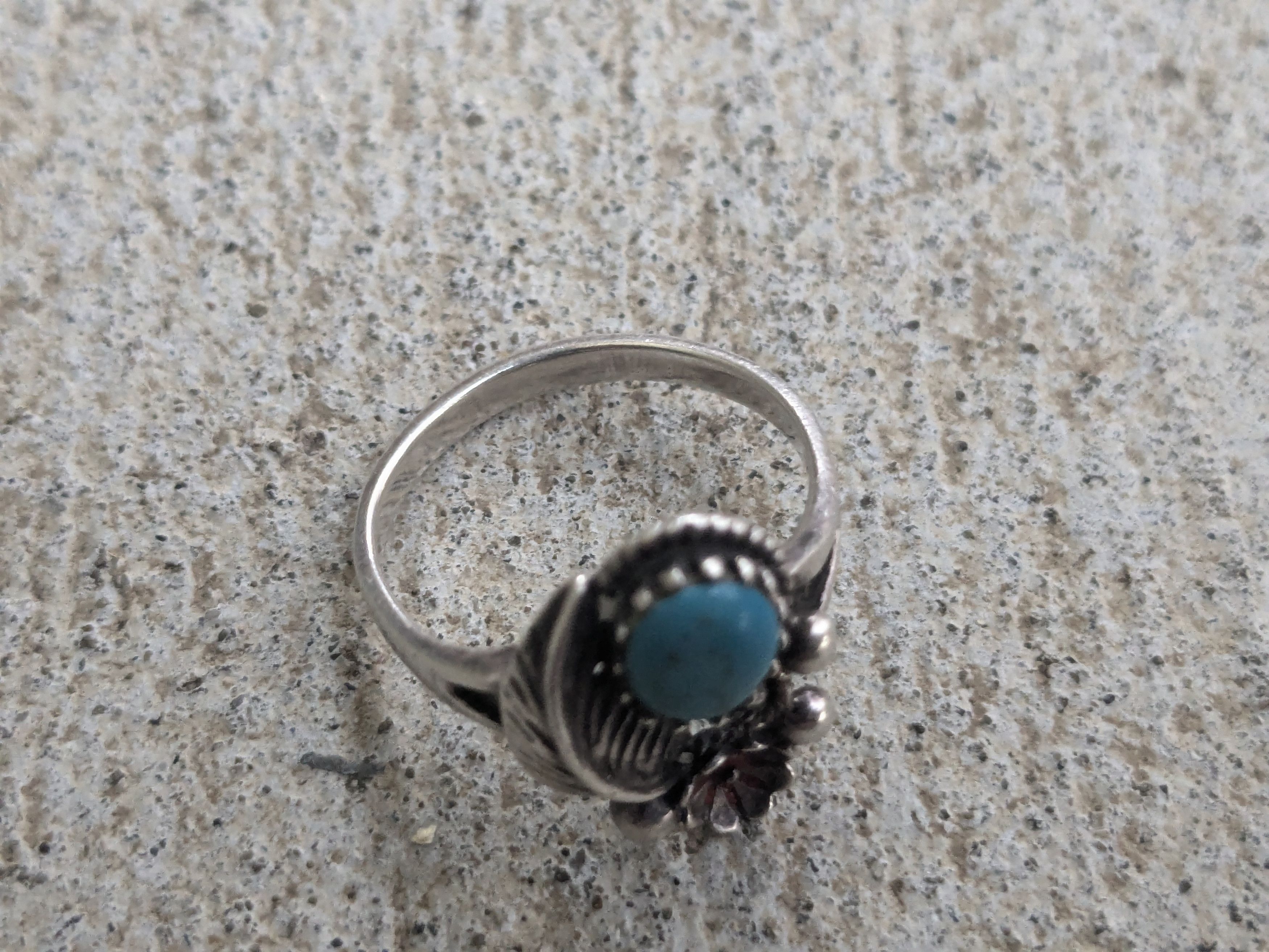 Jewelry × Sterling Silver Vintage Sterling Silver Ring Faux Turquoise 8.5 Navajo Leaf Size ONE SIZE - 5 Thumbnail