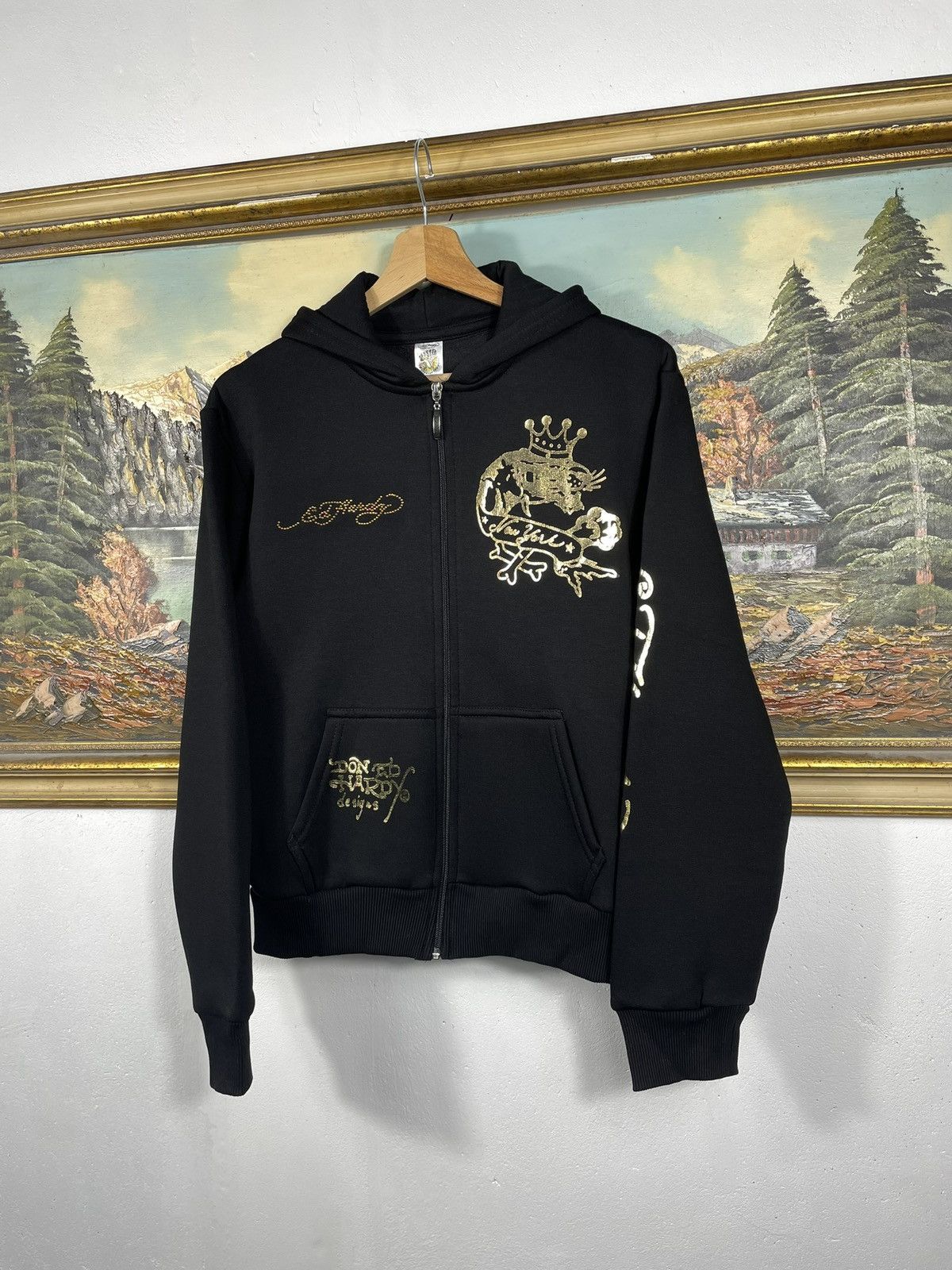 Christian Audigier × Ed Hardy × Vintage Ed Hardy Retro 00s Hoodie Sweatshirt Affliction Grunge Size M / US 6-8 / IT 42-44 - 3 Thumbnail