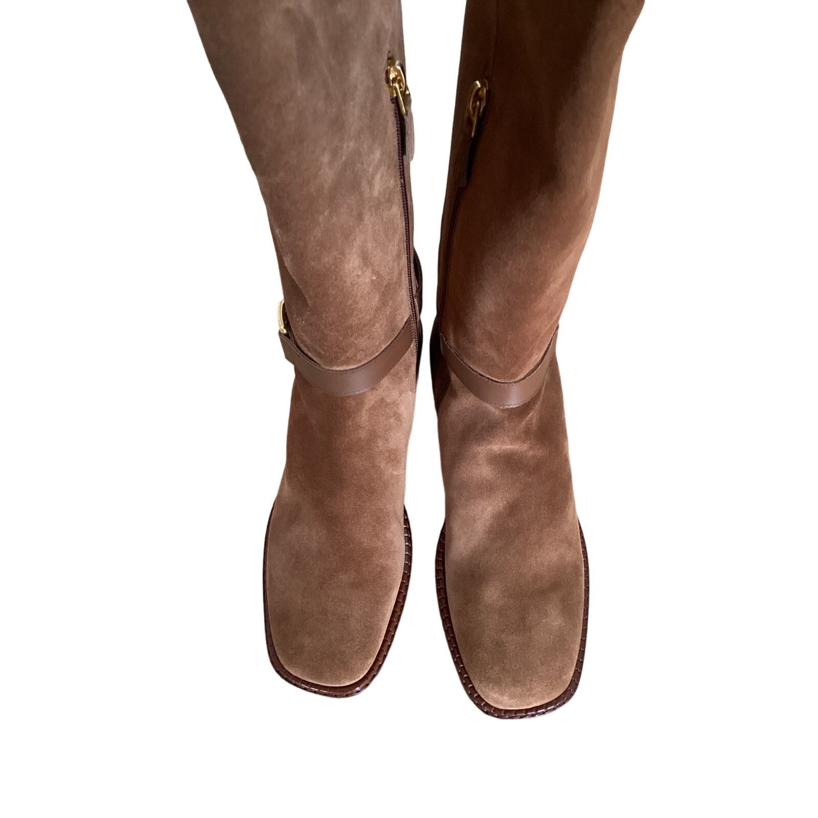 Bally NWT BALLY Eloire Tall Suede Riding Boots Tan Sz 39 Size US 8.5 / IT 38.5 - 5 Thumbnail