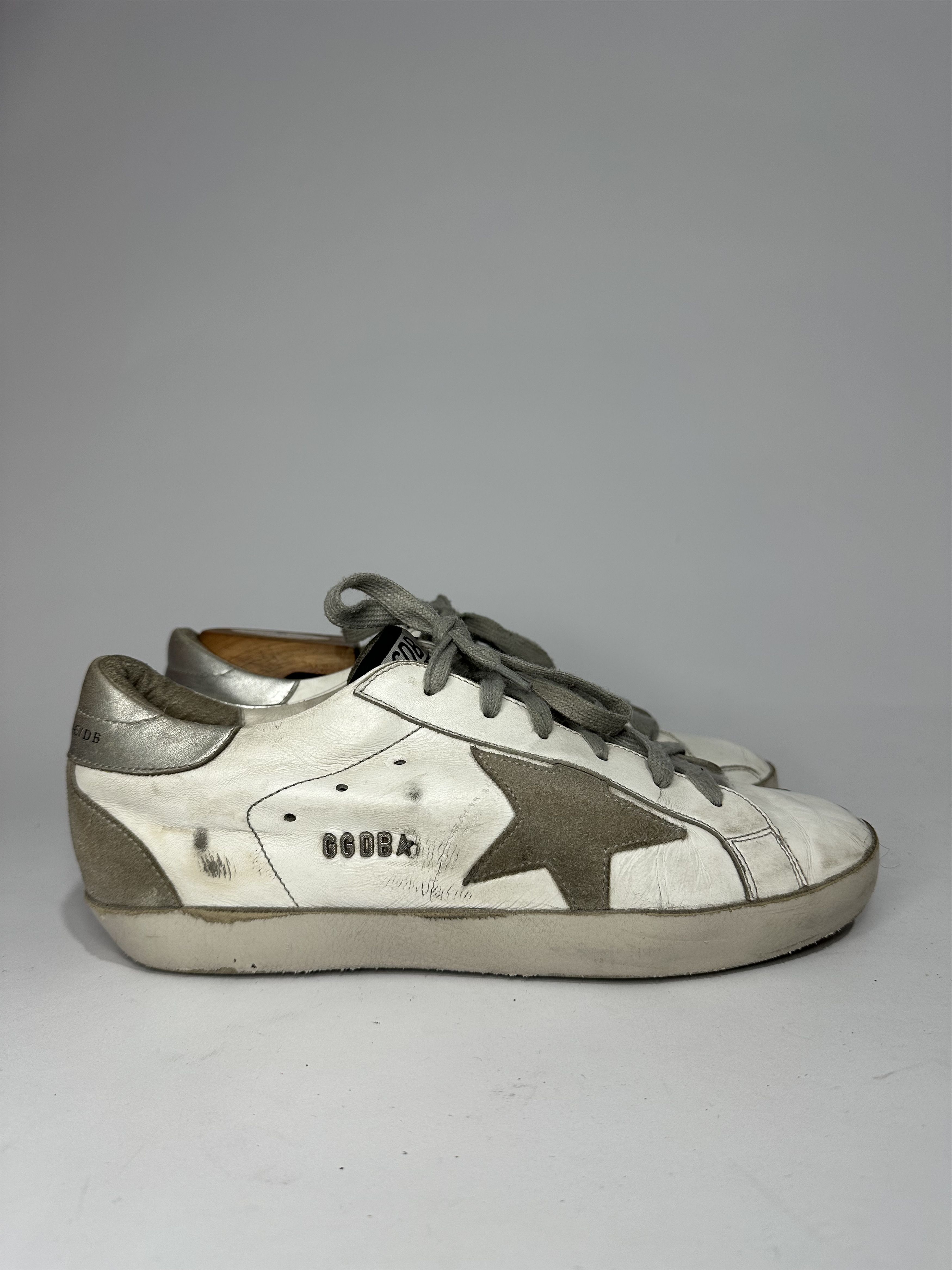 Golden Goose Golden Goose Superstar White Leather Silver Heel Tab Sneaker Size US 7 / EU 40 - 1 Thumbnail