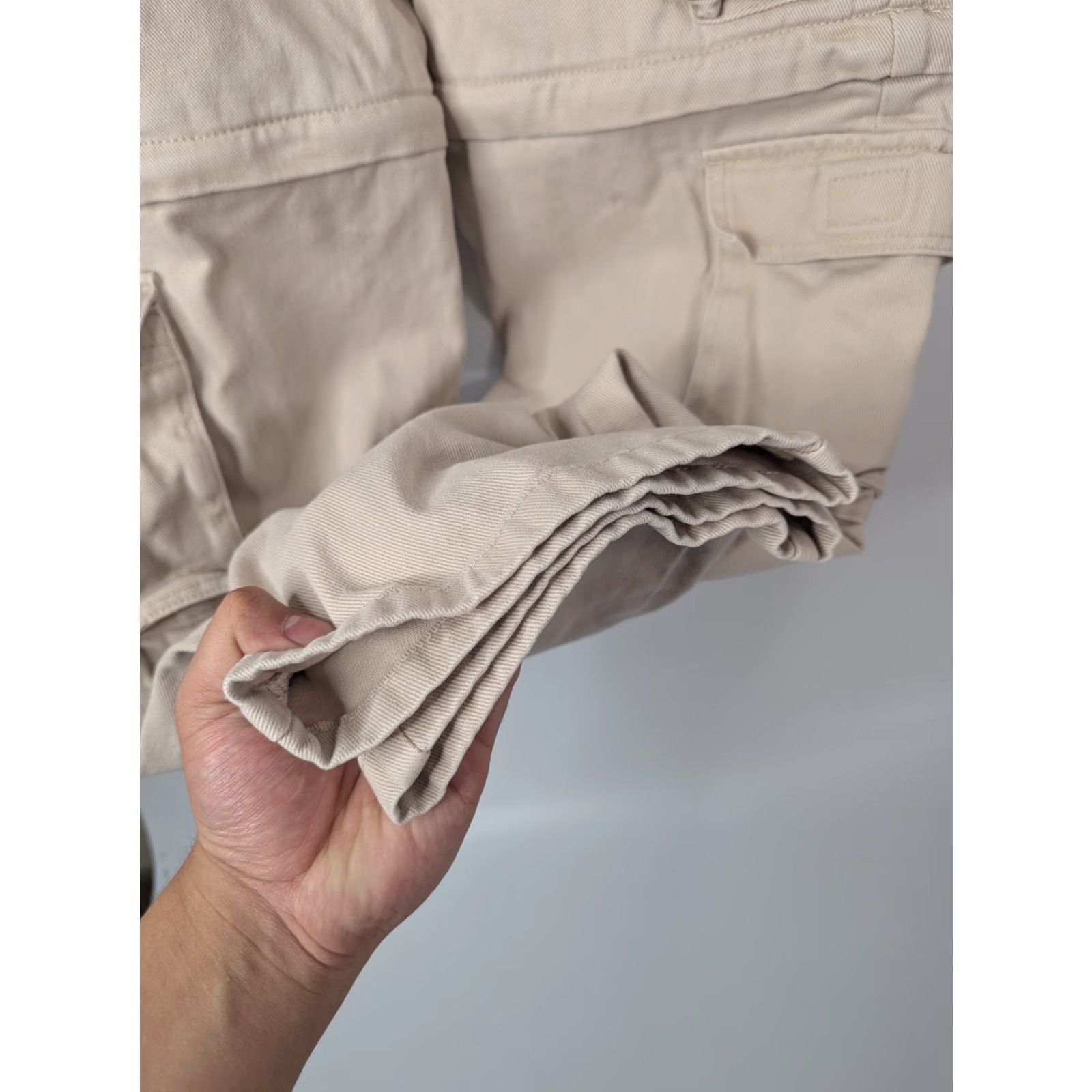 Pacsun Pacsun Cargo Convertible Pants Baggy Wide-Leg Denim Men Regular 30x32 Ivory Cotton Zipper Pockets 100% Cotton Y2K Vintage No Size US 32 / EU 48 - 2 Thumbnail