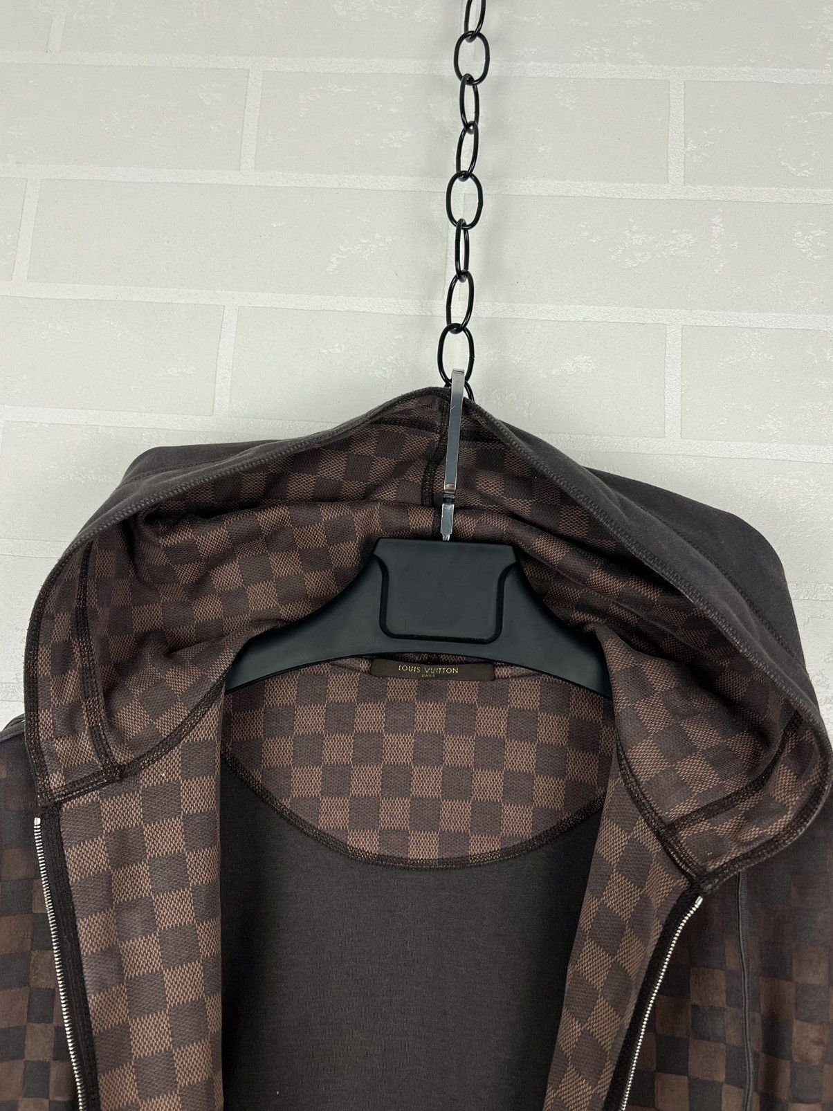 Louis Vuitton LOUIS VUITTON Zip Hoodie CUSTOM Damier Print LV Logo Brown Size US L / EU 52-54 / 3 - 10 Thumbnail