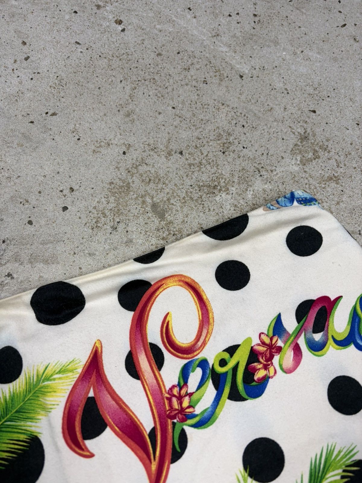 Versace 2000s Gianni Versace Floral Palms Polka Dot Print Skirt Size 33" - 10 Thumbnail