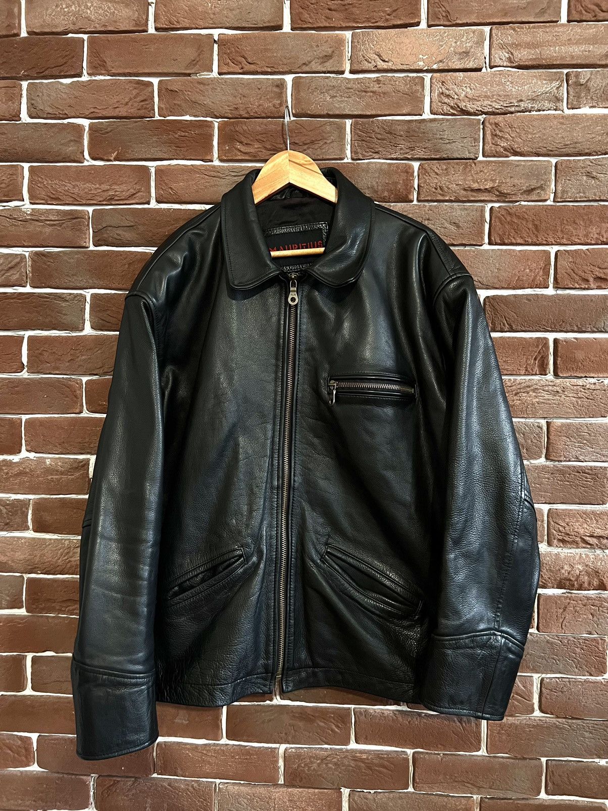 image of Vintage Genuine Real Leather Jacket High Quality Rock Punk in Black, Men's (Size XL)