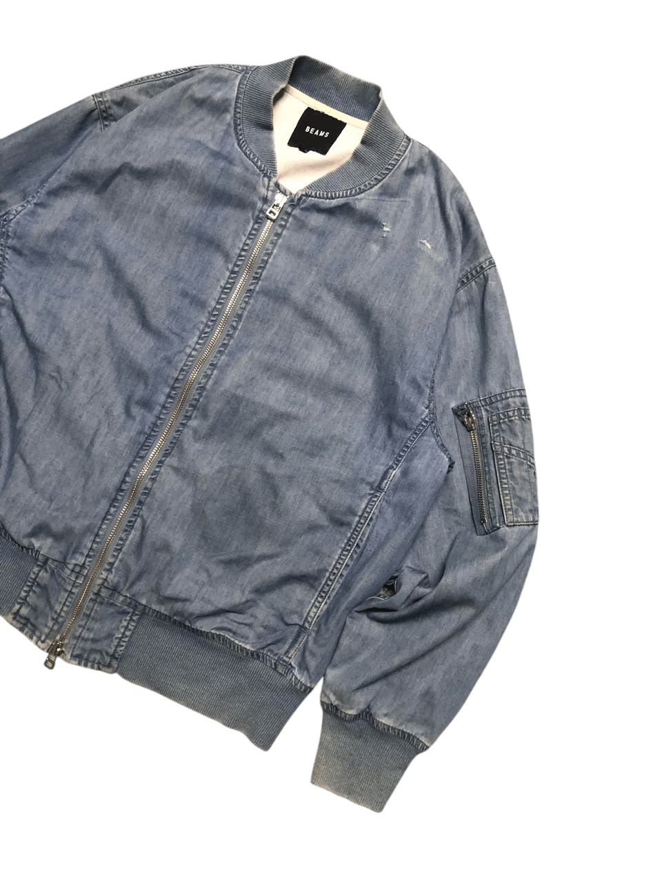 Beams Plus BEAMS CHAMBRAY DENIM BOMBER JACKET DISTRESSED Size US S / EU 44-46 / 1 - 7 Thumbnail