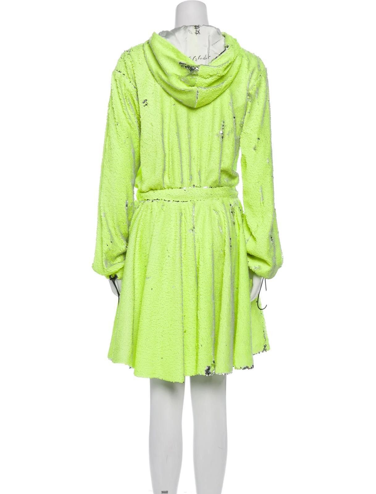 Other Marcell Von Berlin Neon Yellow V-Neck Sequin Zipup Sz M Size M / US 6-8 / IT 42-44 - 2 Thumbnail