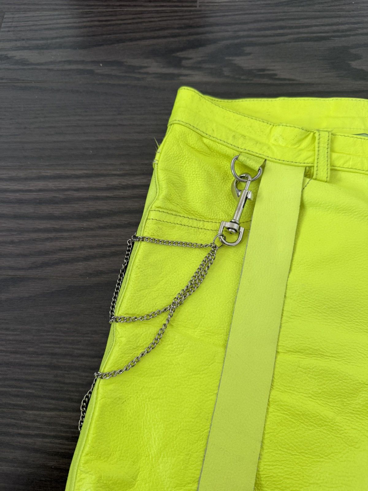 Ev Bravado × Vlone × Who Decides War Ev Bravado LEATHER BONDAGE NEON GREEN Size US 30 / EU 46 - 6 Thumbnail