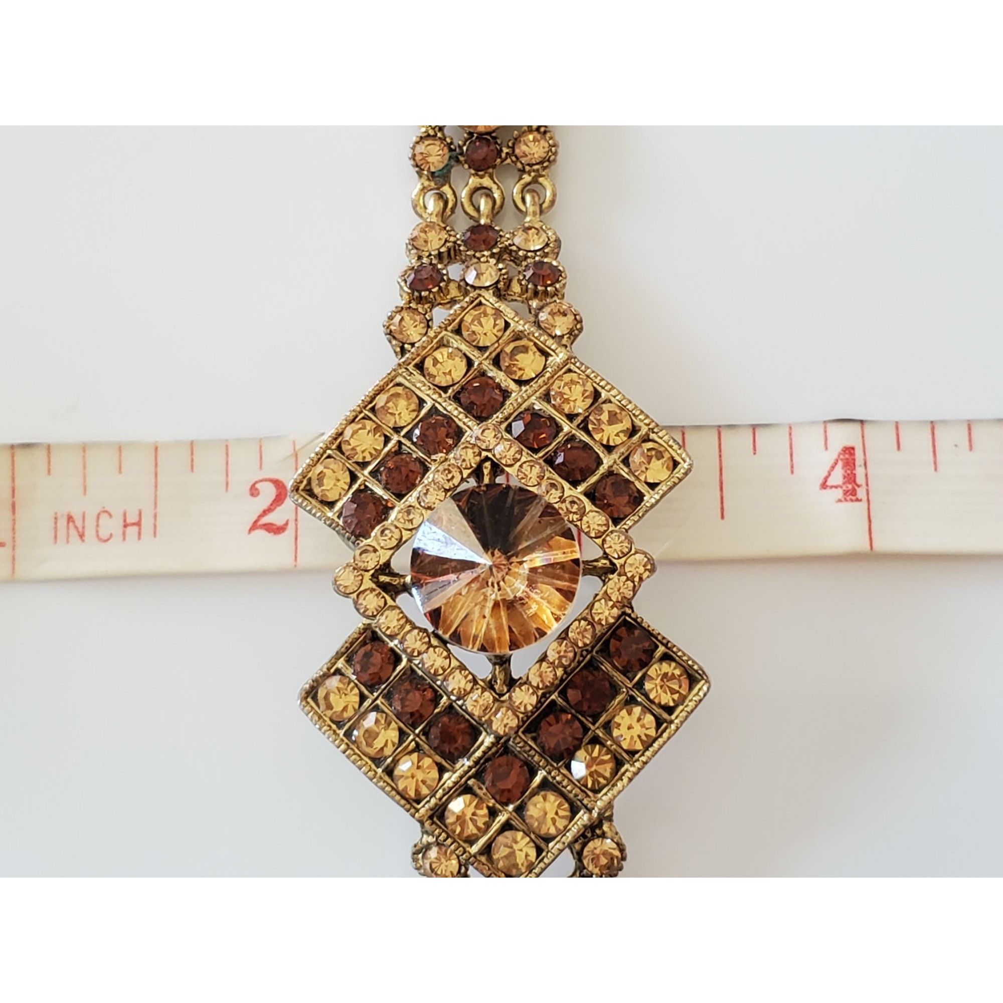 Vintage Vintage Brown and Amber Rhinestone Panel Bracelet Size ONE SIZE - 8 Thumbnail