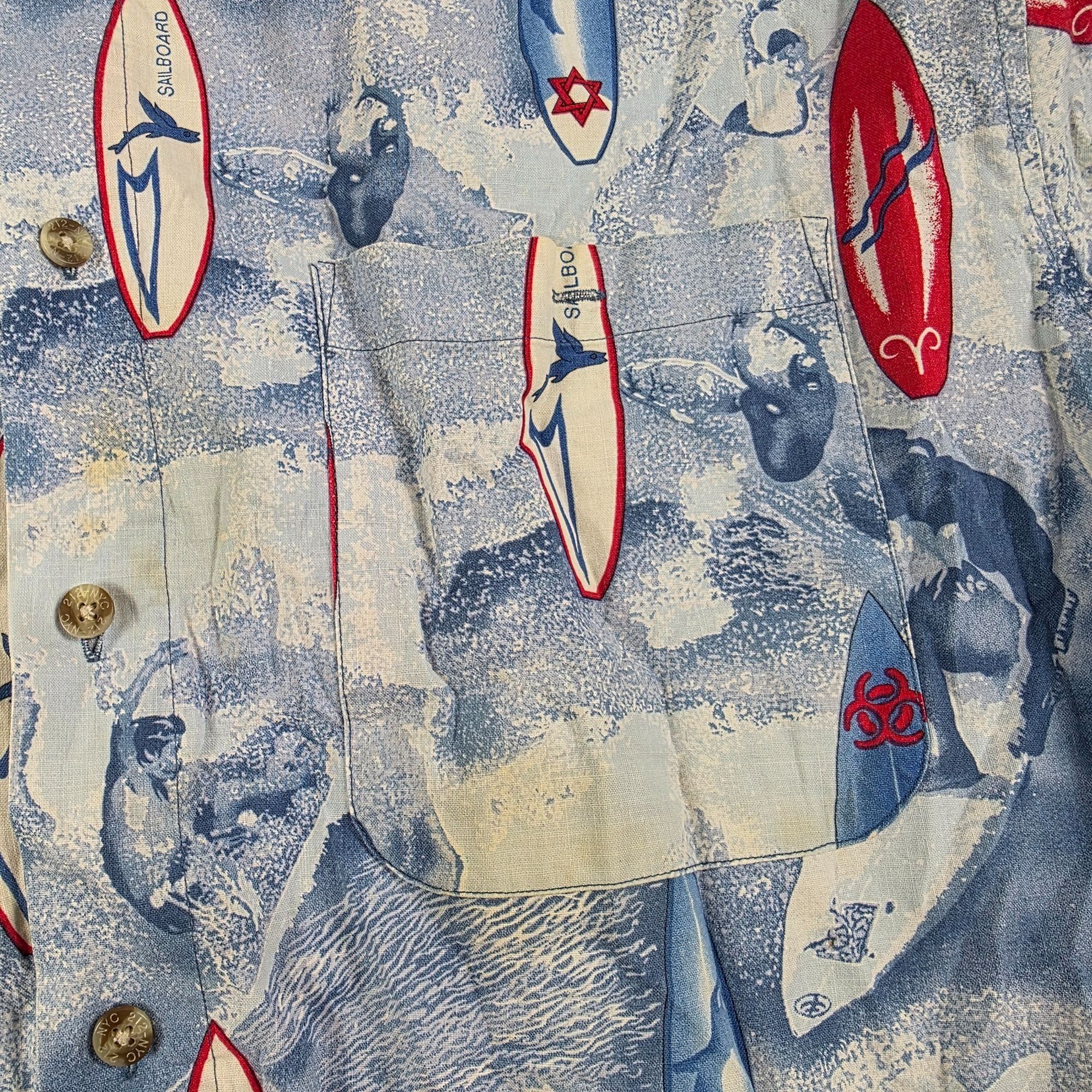 Other 212 NYC Hawaiian Mens Size XL Blue White Button Up Shirt Sur Size US XL / EU 56 / 4 - 5 Thumbnail