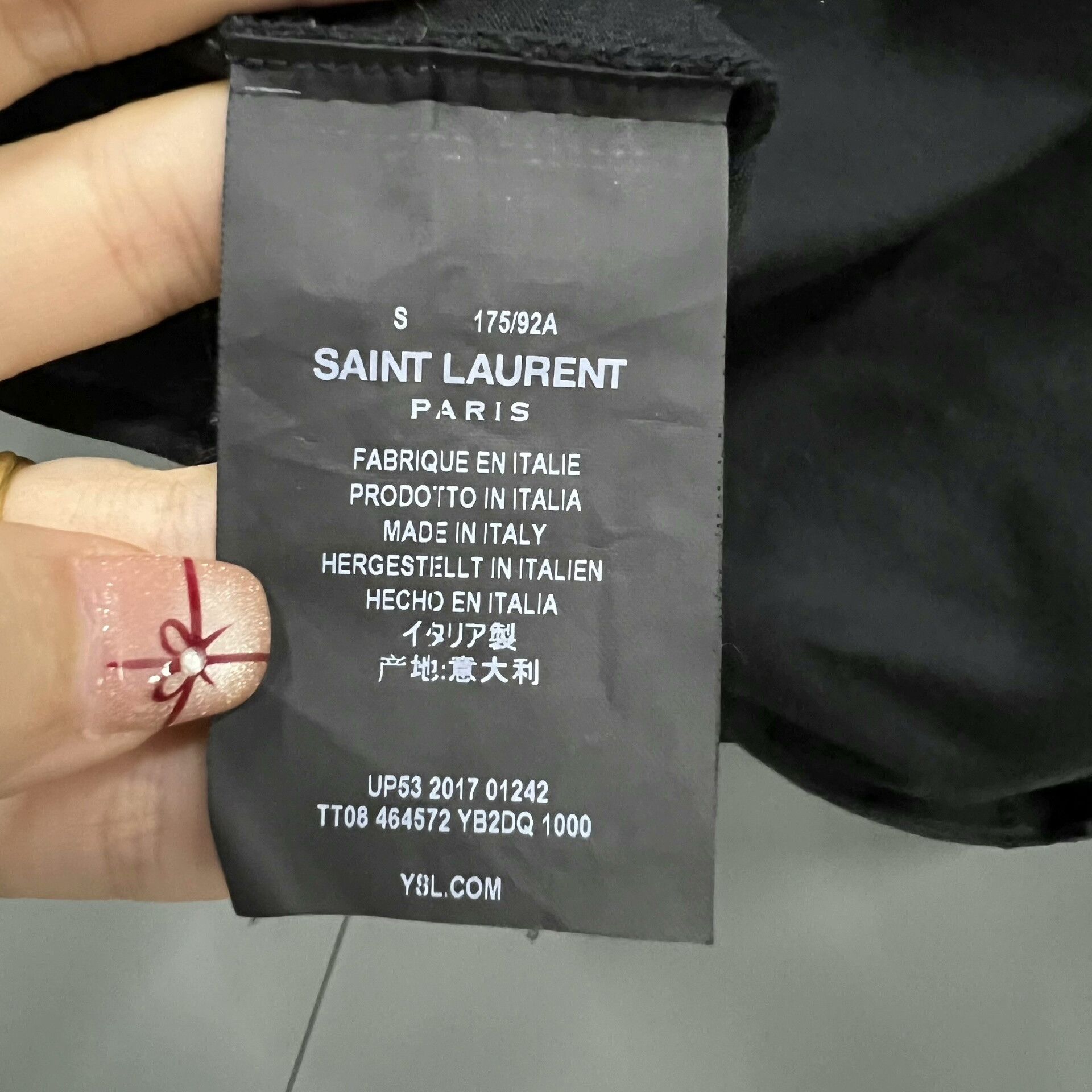 Saint Laurent Paris Saint Laurent Black Embroidered Logo T-Shirt Size US S / EU 44-46 / 1 - 5 Thumbnail