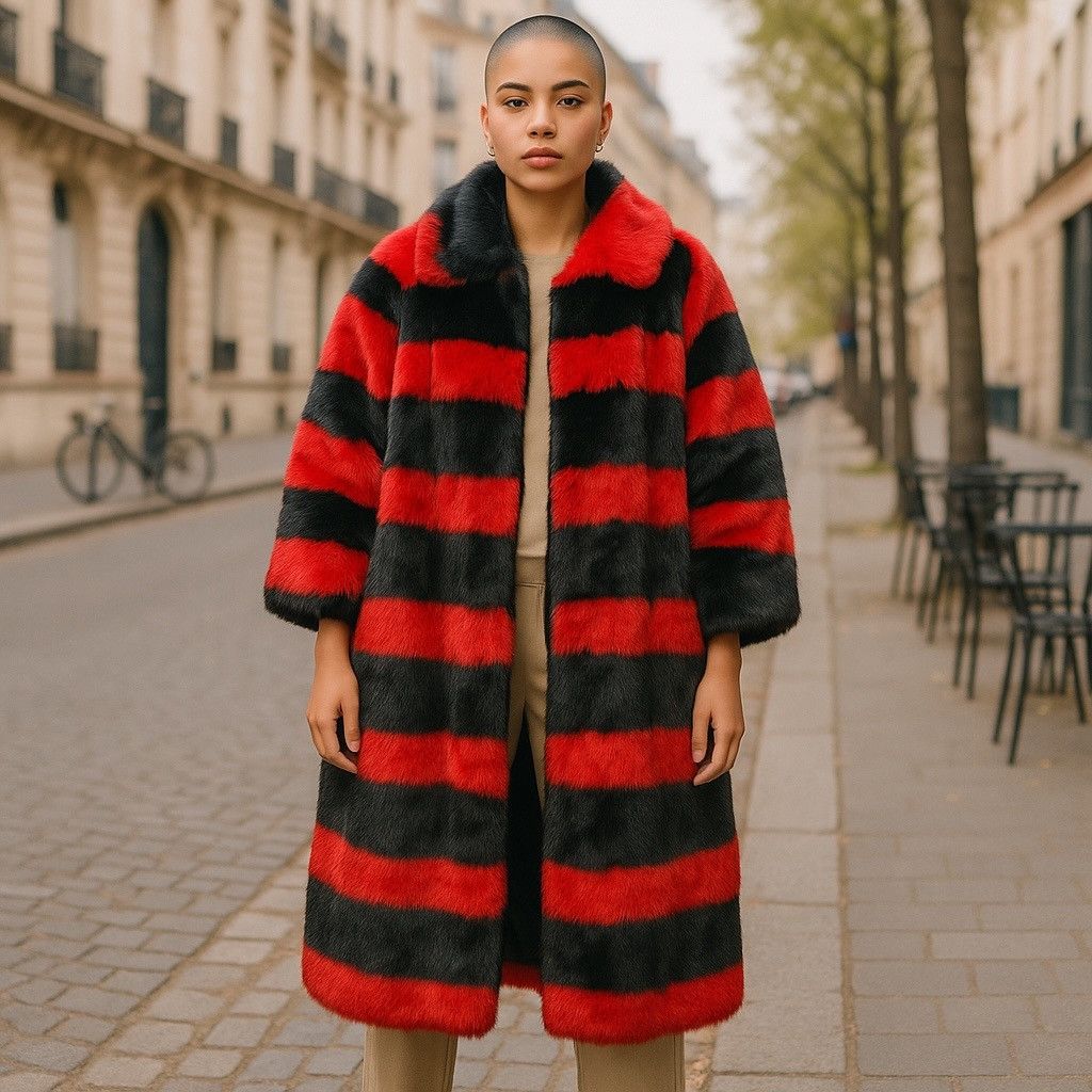 Akira Akira Red and black faux fur coat Size M / US 6-8 / IT 42-44 - 1 Thumbnail