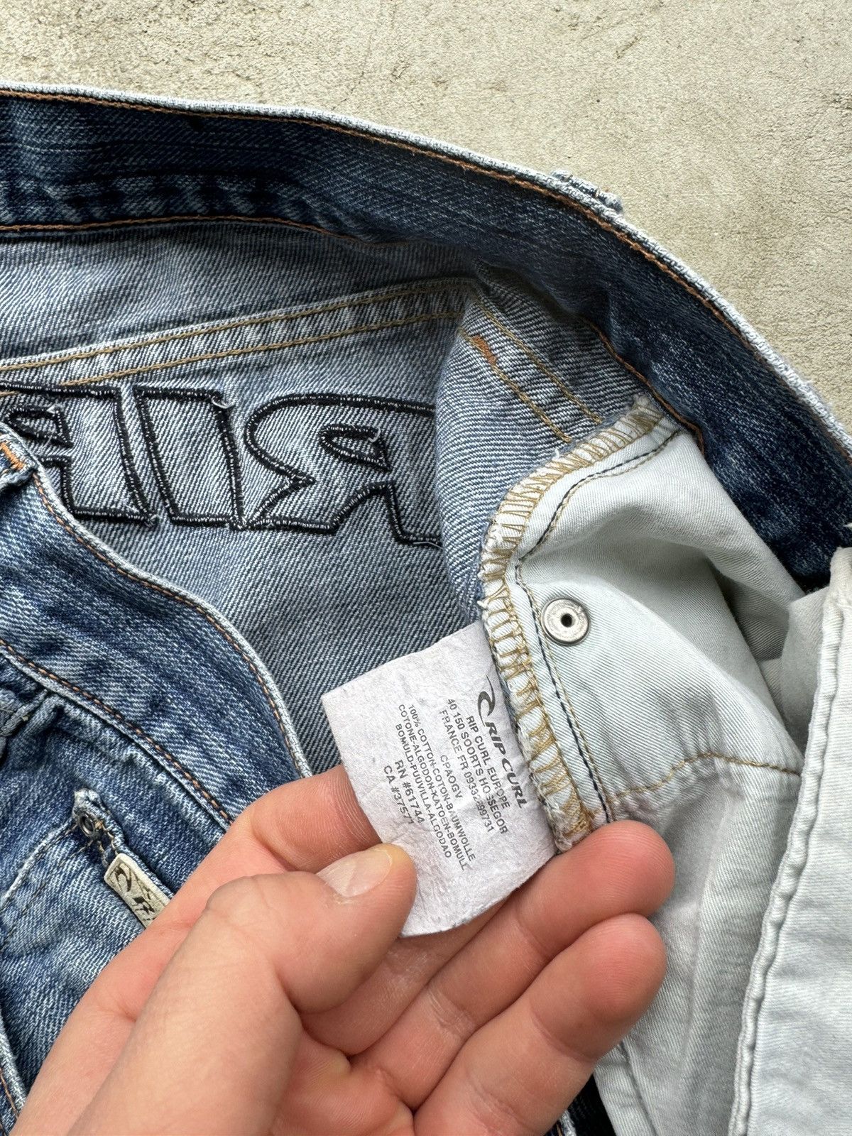 Rie Vintage Surf Style Rip Curl Denim Logo Pants