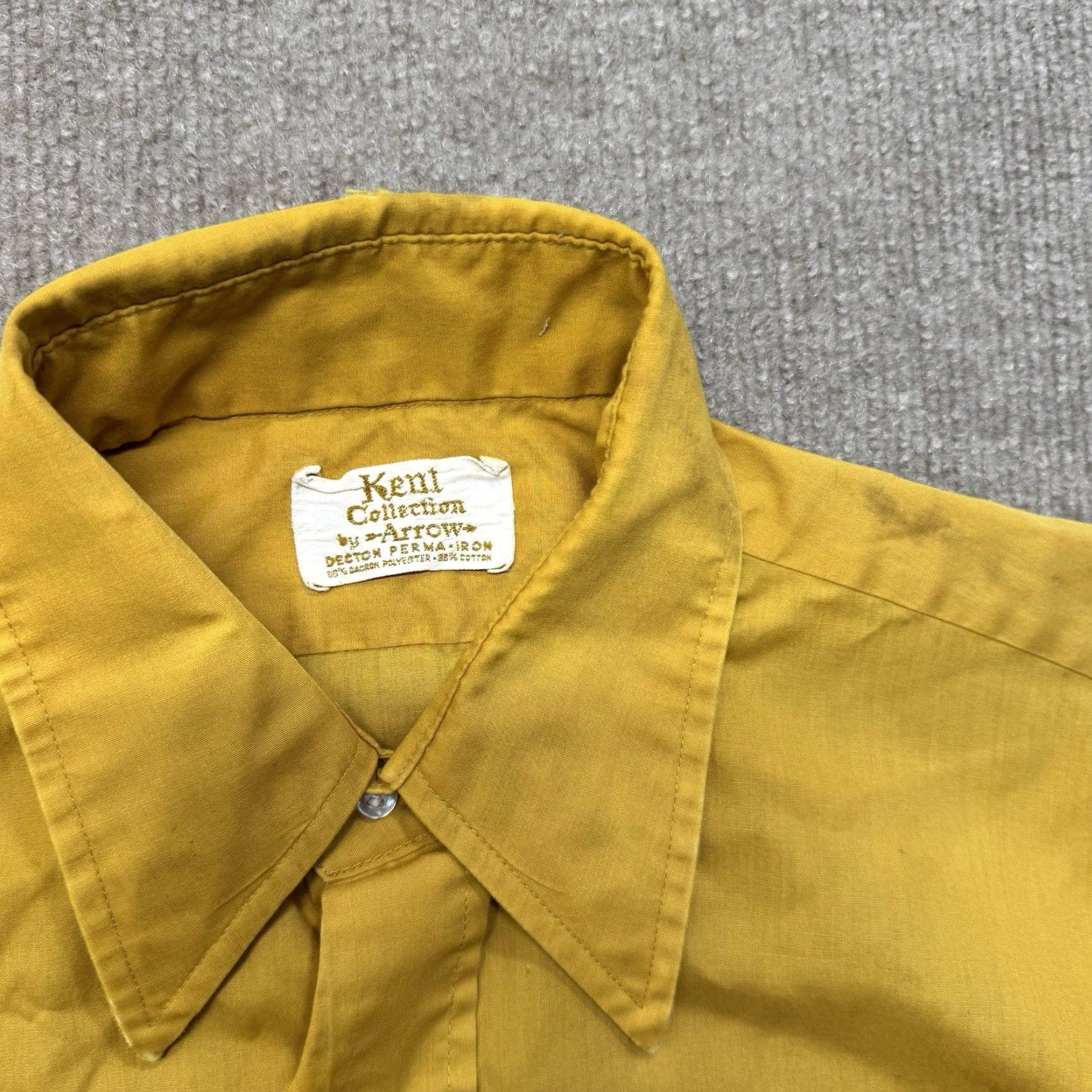 Arrow VINTAGE Arrow Kent Collection Shirt Mens L Button Up 50s Distressed Yellow Size US L / EU 52-54 / 3 - 6 Thumbnail