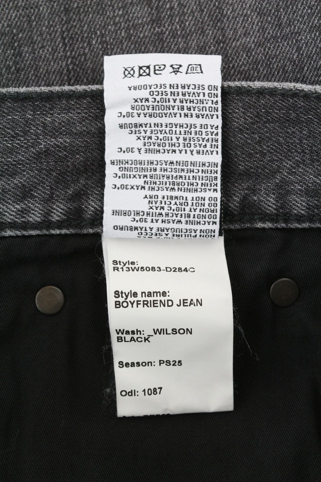 R13 BOYFRIEND 28 Wilson Black Whiskers Faded Zip PS25 86682 Size 28" / US 6 / IT 42 - 9 Thumbnail