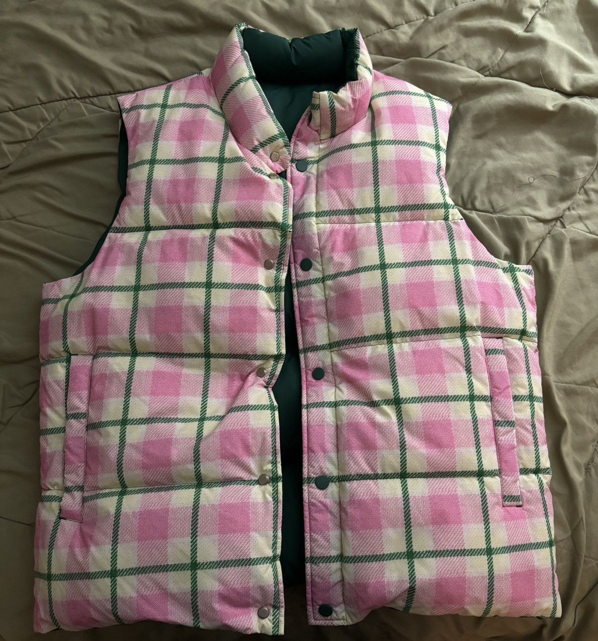 Golf Wang Pink/Green Golf Reversible Puffer Vest | Grailed