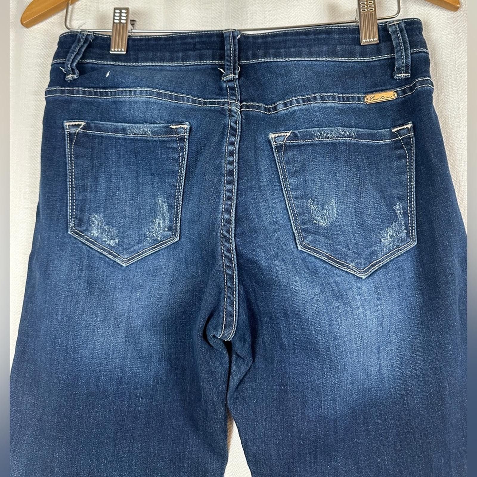 Kancan USA Kancan 28 9 Jeans Women’s stretch EUC Midrise Distressed Size 29" - 3 Thumbnail