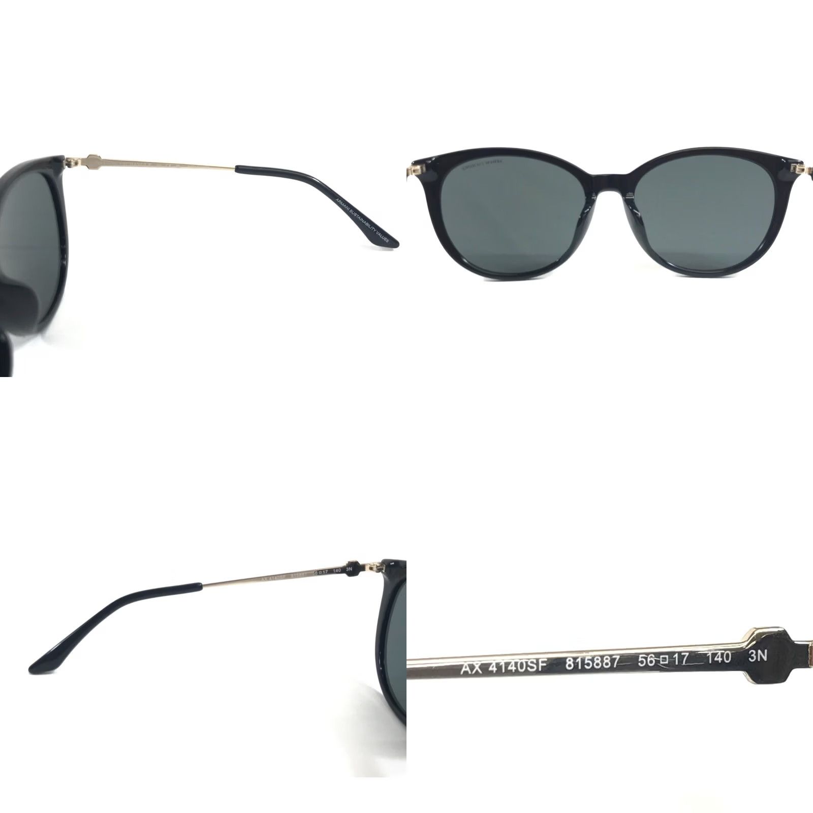 Armani Exchange Sunglasses AX4140SF 815887 Black Gold Cat  display picture 2